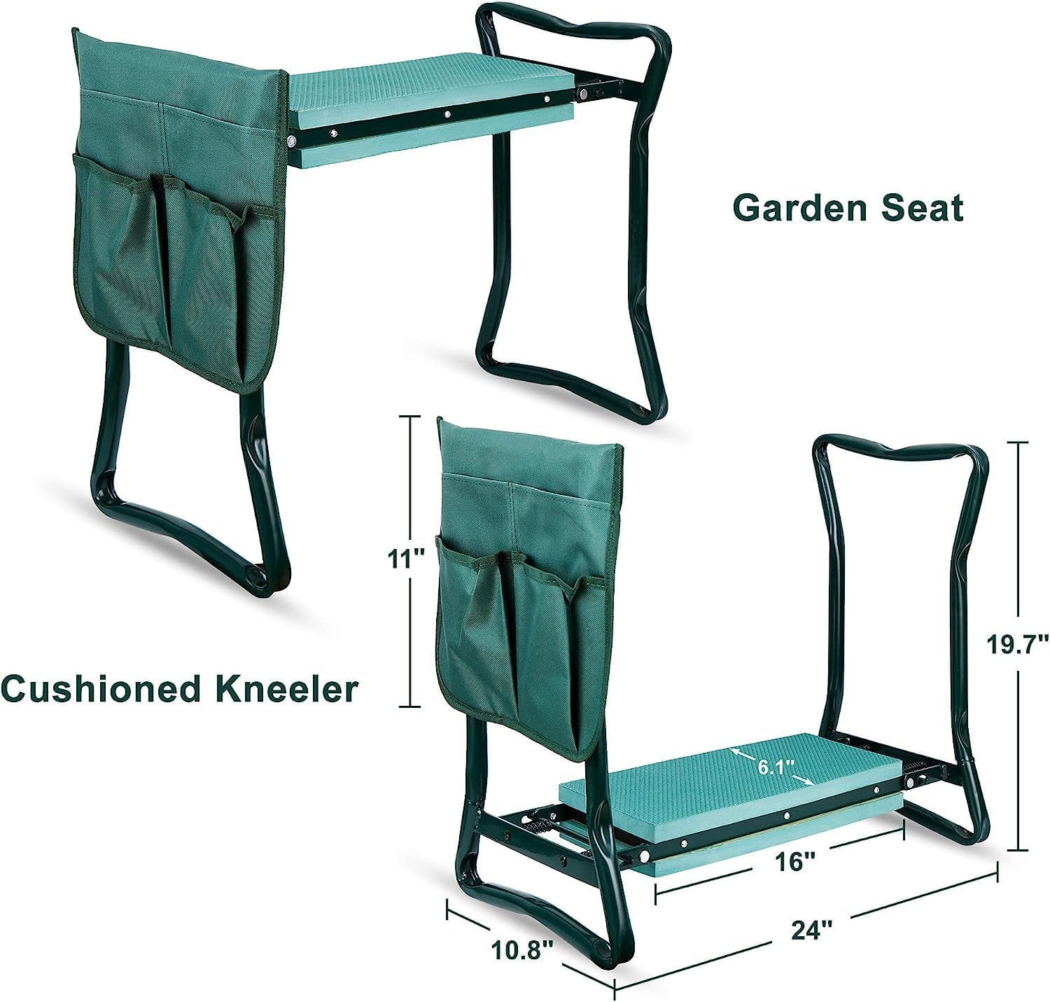 SUPER DEAL Folding Garden Kneeler and Seat with Free Tool Pouches - EVA Foam Pad Protects Your Knees - Sturdy and
