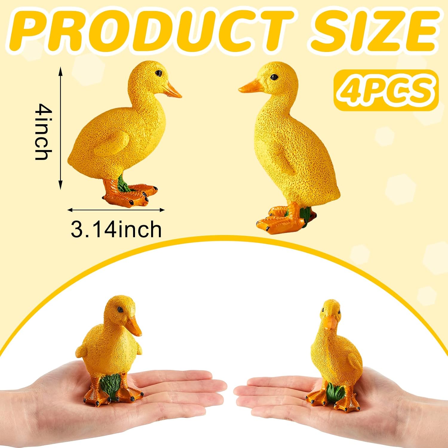 Lenwen 4 Pcs Resin Duck Figures Ducks Statue Duckling Outdoor Garden Statues for Patio Lawn Outdoor Yard Pond