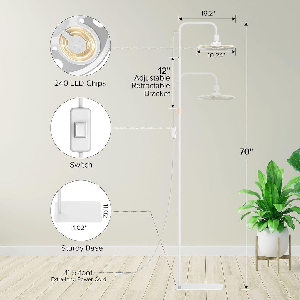 SANSI Grow Lights for Indoor Plants, 100W Full Spectrum Tall Standing | 10200LM, 240 LEDs, CRI Near 100, Adjustable