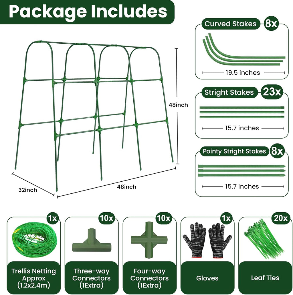50"x48"Cucumber Trellis, Garden Arch Trellis for Climbing Plants Outdoor | Rustproof Metal Plant Support Vegetable Vine