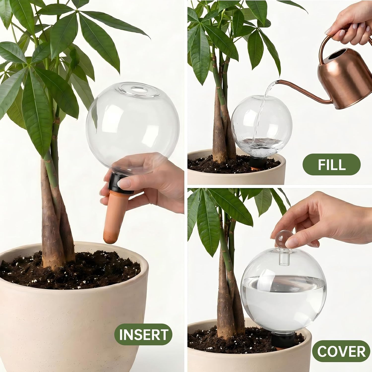 EX-Large Plant Watering Globes with Cover 26oz Top Fill Plastic Water Bulbs Self Watering Planter Inser, Slow Release