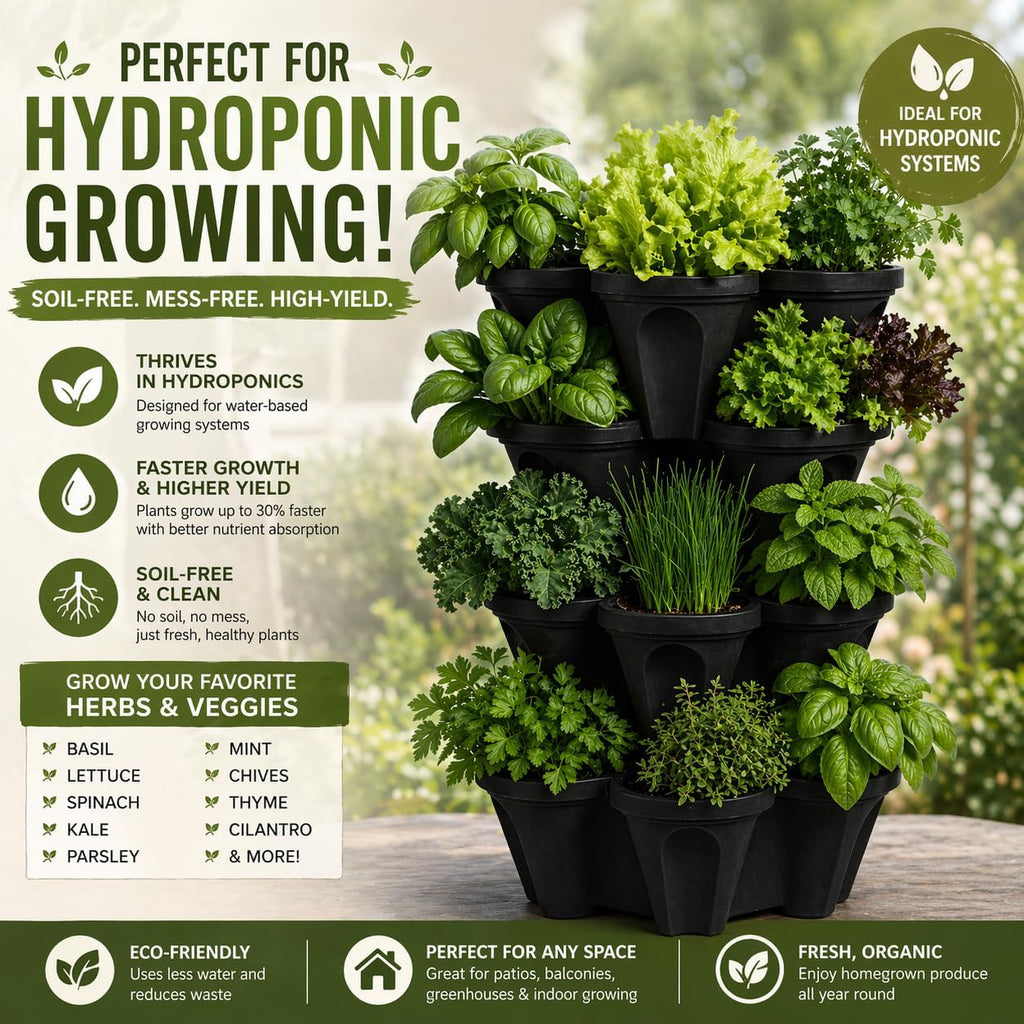Vertical Garden Planter 4 Tier Stackable System 16 Plants, Space Saving Herb, Strawberry & Food Crop Planter with