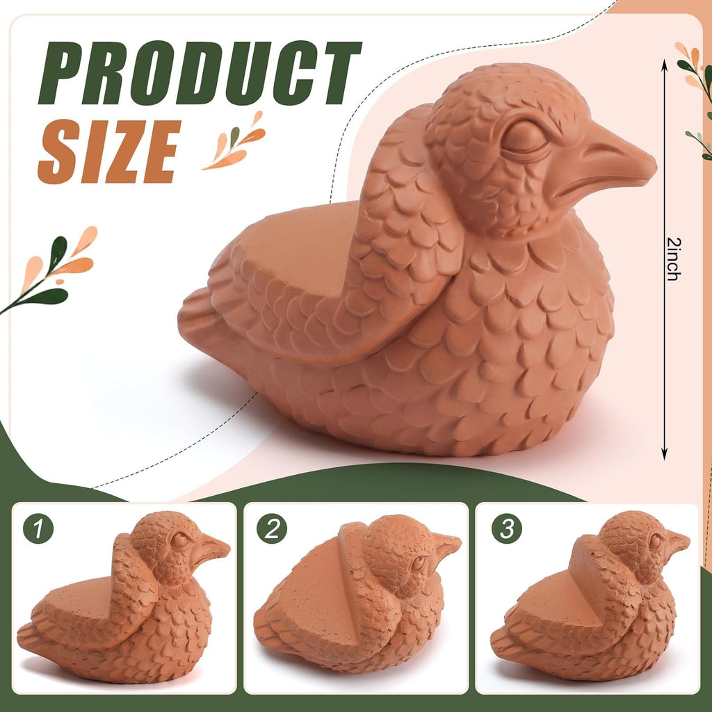 LemonRoad 12 Set Bird Pot Feet for Outdoor Planters, Terra Cotta Cement | 2" H, Animal Plant Pot Risers for 14"-20"