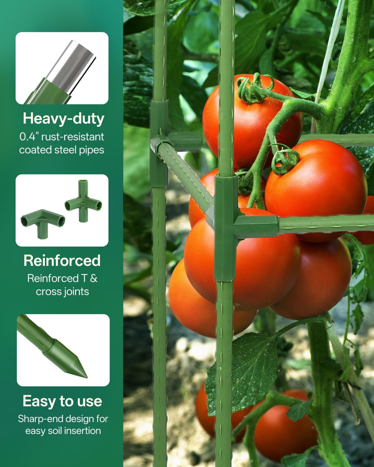 3 Pack Tomato Cage, Up to 47 Inch Adjustable Square Tomato Cages for Pots | Garden Trellis, Plant Trellis for Raised