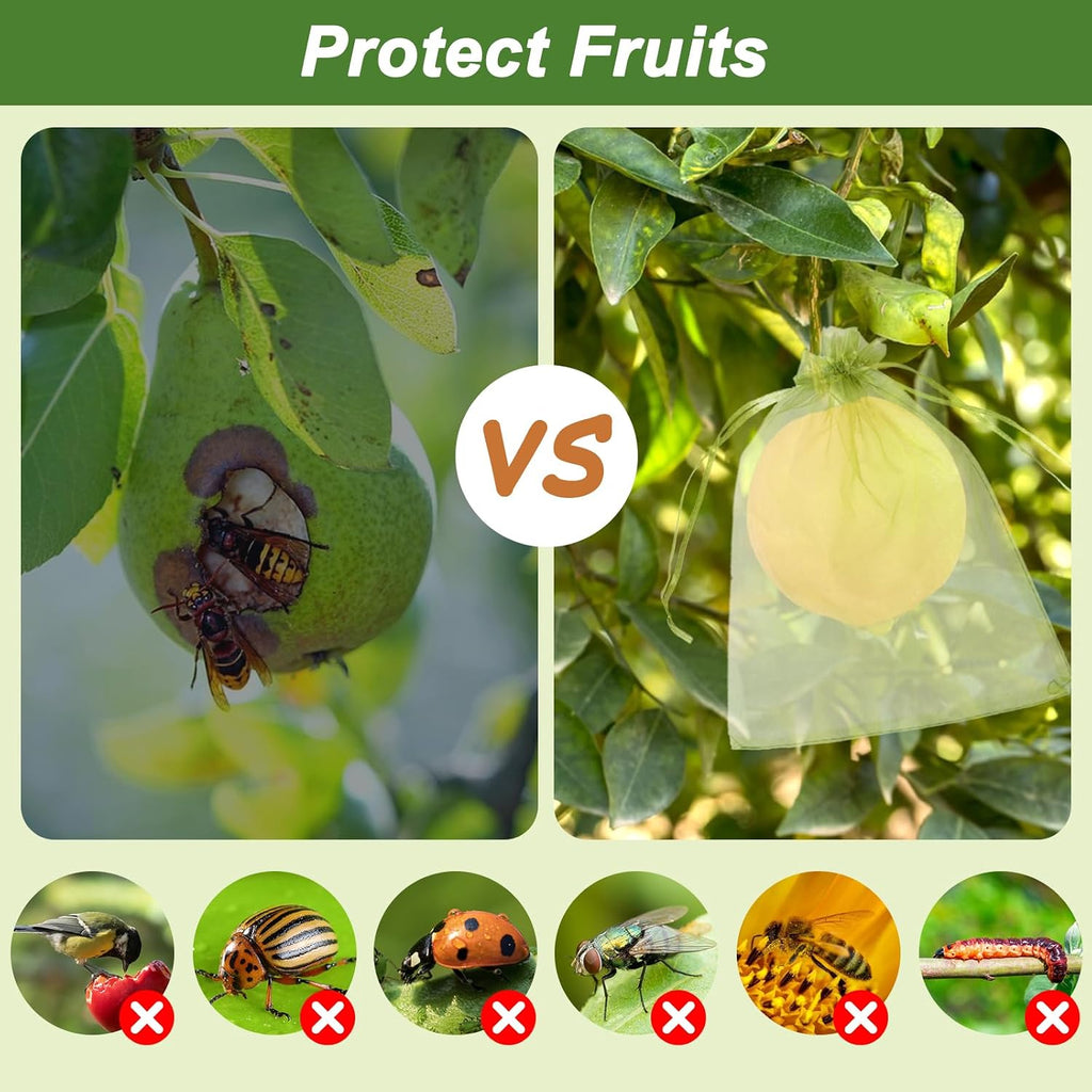 500 Pcs Fruit Protection Bags 4 x 6 Inches | Drawstring Mesh Fruit Protection Bags, Fruit Netting Bags for Protecting