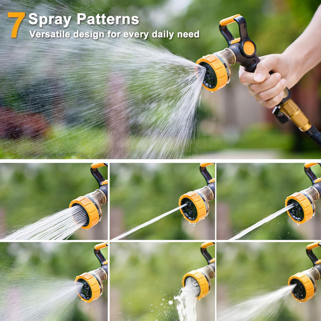 FANHAO Fireman Style Garden Hose Nozzle, Heavy Duty Metal Water Hose Nozzle | Thumb Control & Large Lever Control, 7