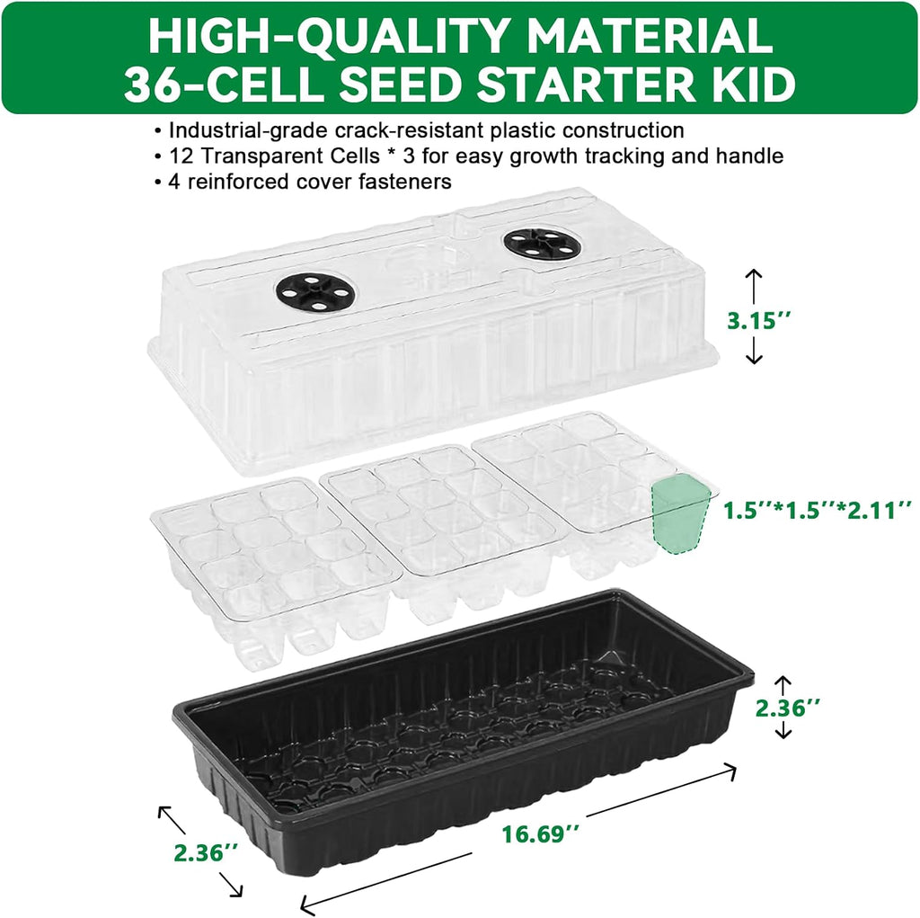 Seed Starter Tray with Grow Light,2 Pack 72 Cells Seed Starter Kit with Humidity Dome, Seed Starting Trays for Indoor