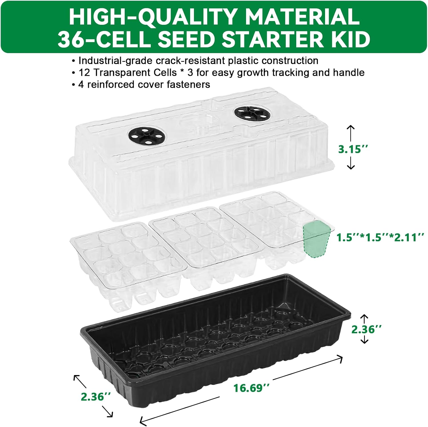Seed Starter Tray with Grow Light,2 Pack 72 Cells Seed Starter Kit with Humidity Dome, Seed Starting Trays for Indoor