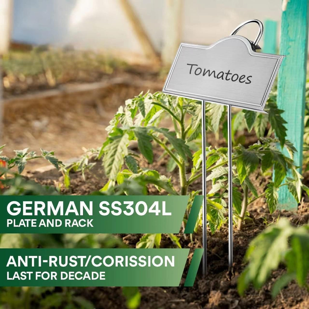 Stainless Steel 304 Plant Labels for Garden Outdoor | Metal Plant Markers Waterproof for Vegetables Herb Seedlings