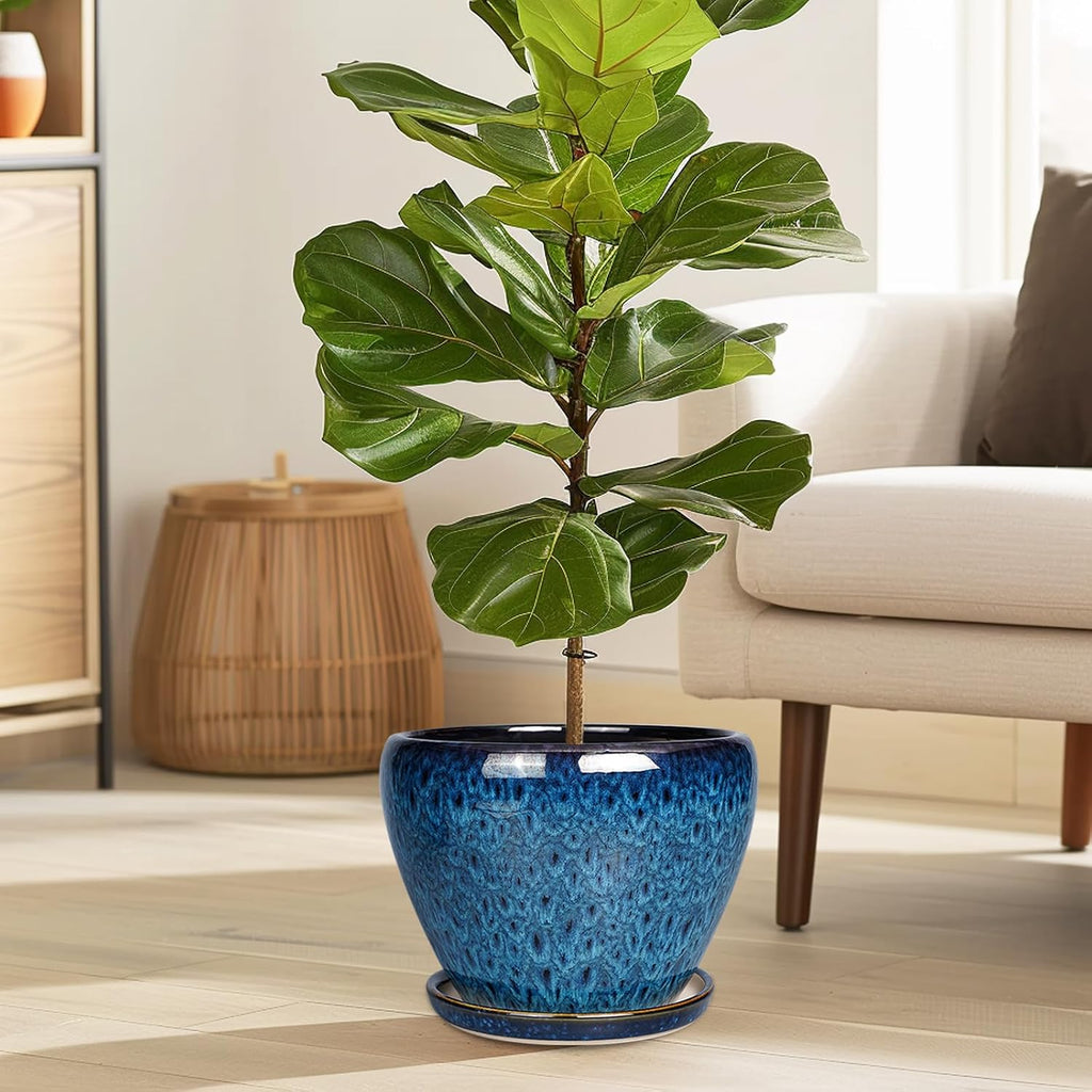 Ceramicfor 8 Inch Ceramic Plant Pot, Ceramic Planter Pot for Indoor Outdoor Plants, Round Flower Pot with Drainage Hole