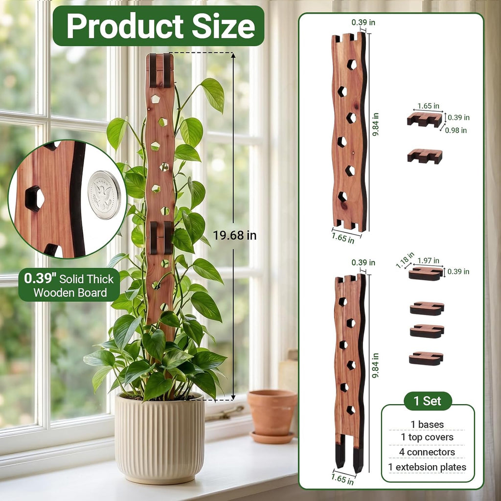 Wooden Extendable Plant Trellis for Potted Plants Indoor, 4 Sets | Expandable Plant Support for Monstera, Pothos &