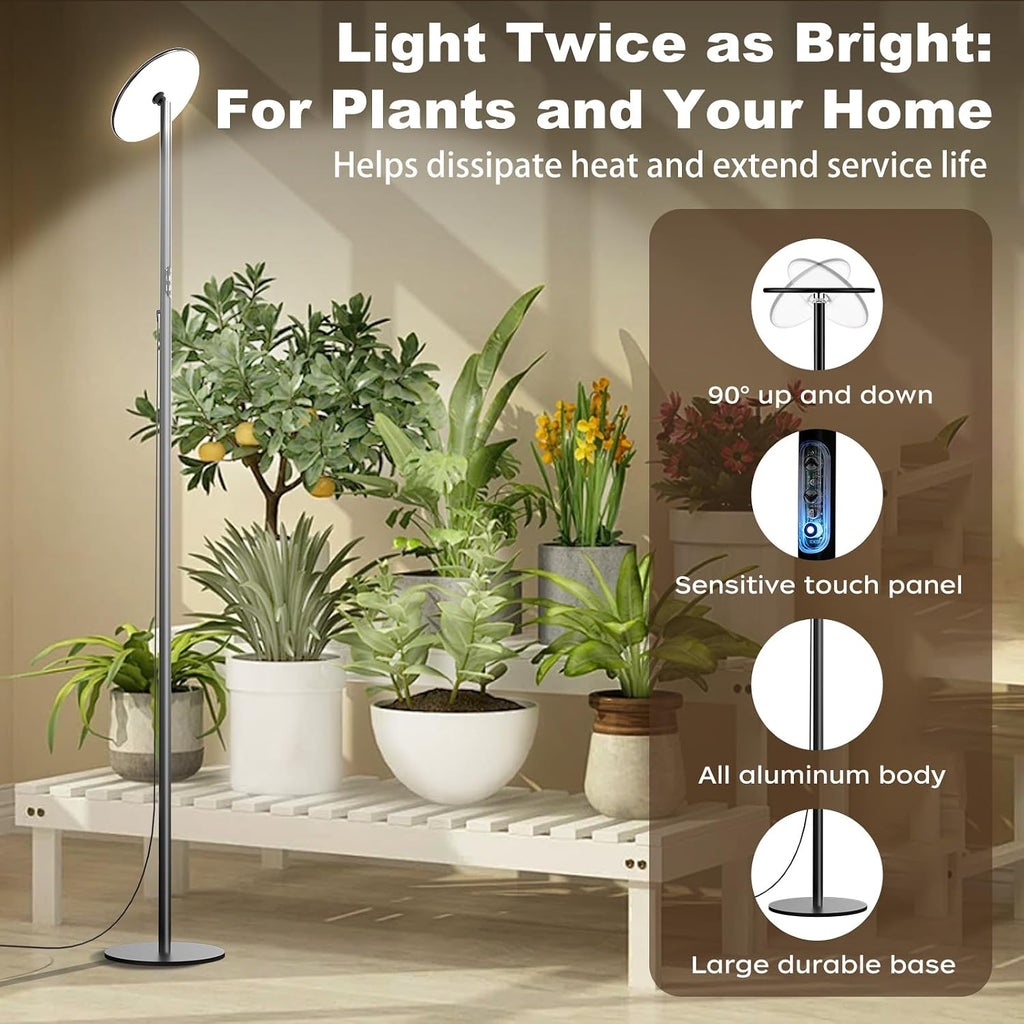 Grow Light for Indoor Plants 60W Full Spectrum LED, 85'' Adjustable Standing Plant Light, Tall Grow Light with Timer &