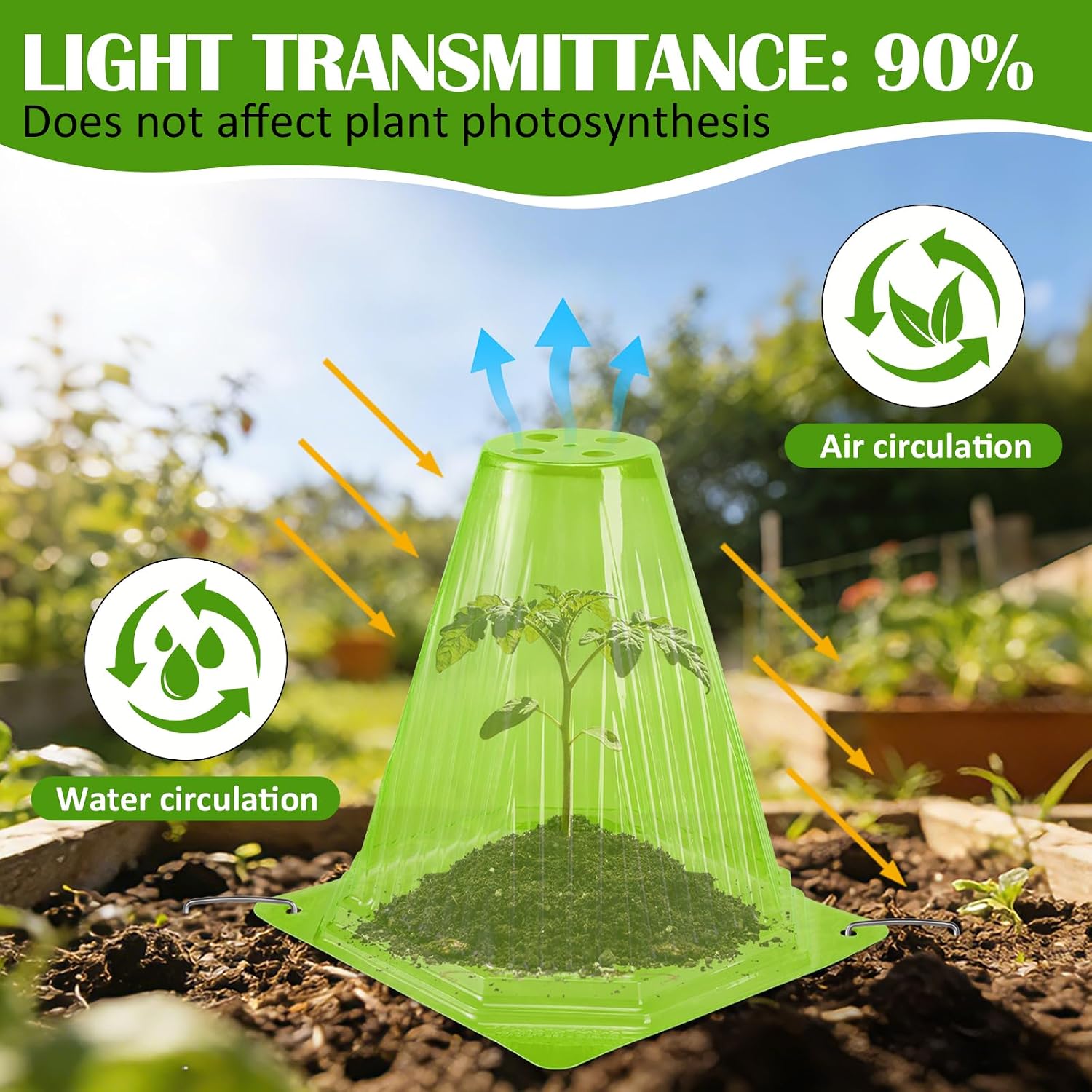25PCS Garden Cloches for Plants with 50PCS Ground Stakes,Reusable Plant Bell Cover,Plastic Small Plant Seedling