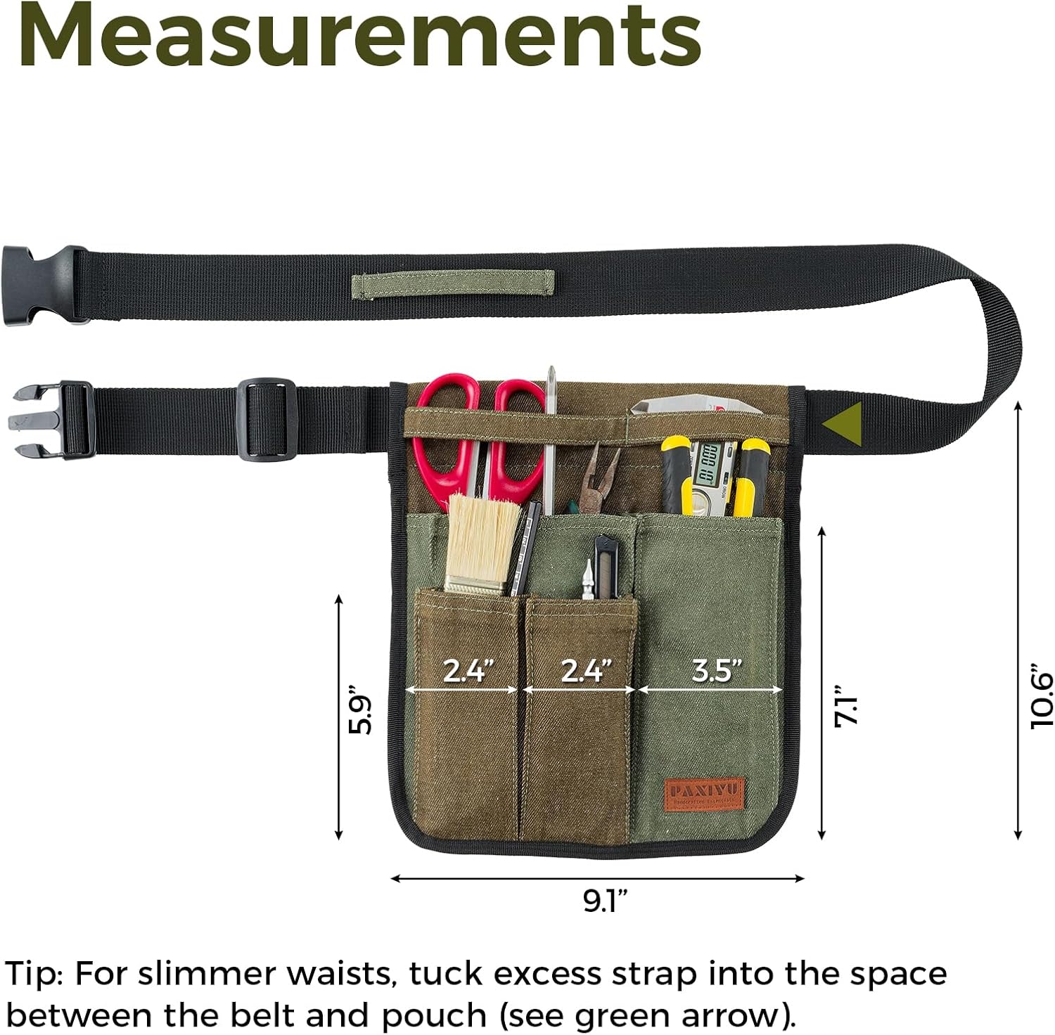 Garden Tool Belt for Women & Men, Slim Denim Garden Apron with 4 Pockets, Lightweight Adjustable Tool Pouch for