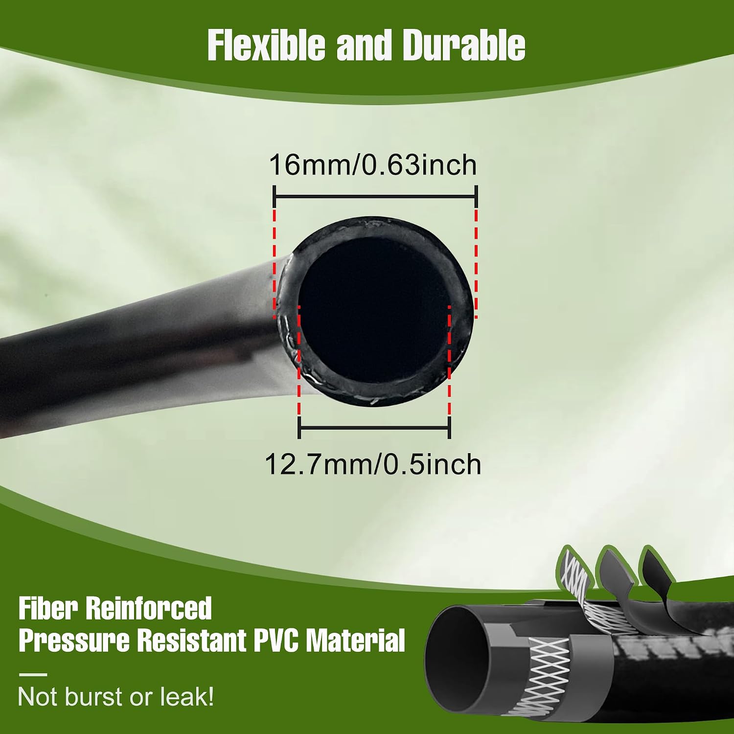 100FT 1/2 Inch Drip Irrigation Tubing with 10 Pack 1/2" to 1/4" Drip Irrigation Fittings, Drip Line Hose & Push-to-Fit