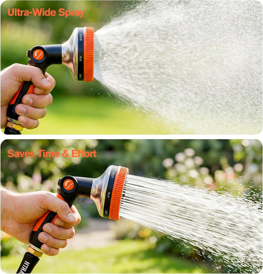 Garden Hose Nozzle, 3.6" Ultra-Wide Metal Hose Sprayer, Orange