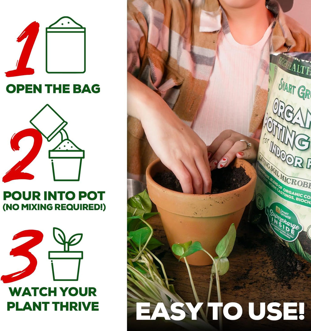 Organic Potting Soil for Indoor Plants, Living Soil, Ready to Use, 3 LB | Boost House Plant Growth for Monstera, Fiddle