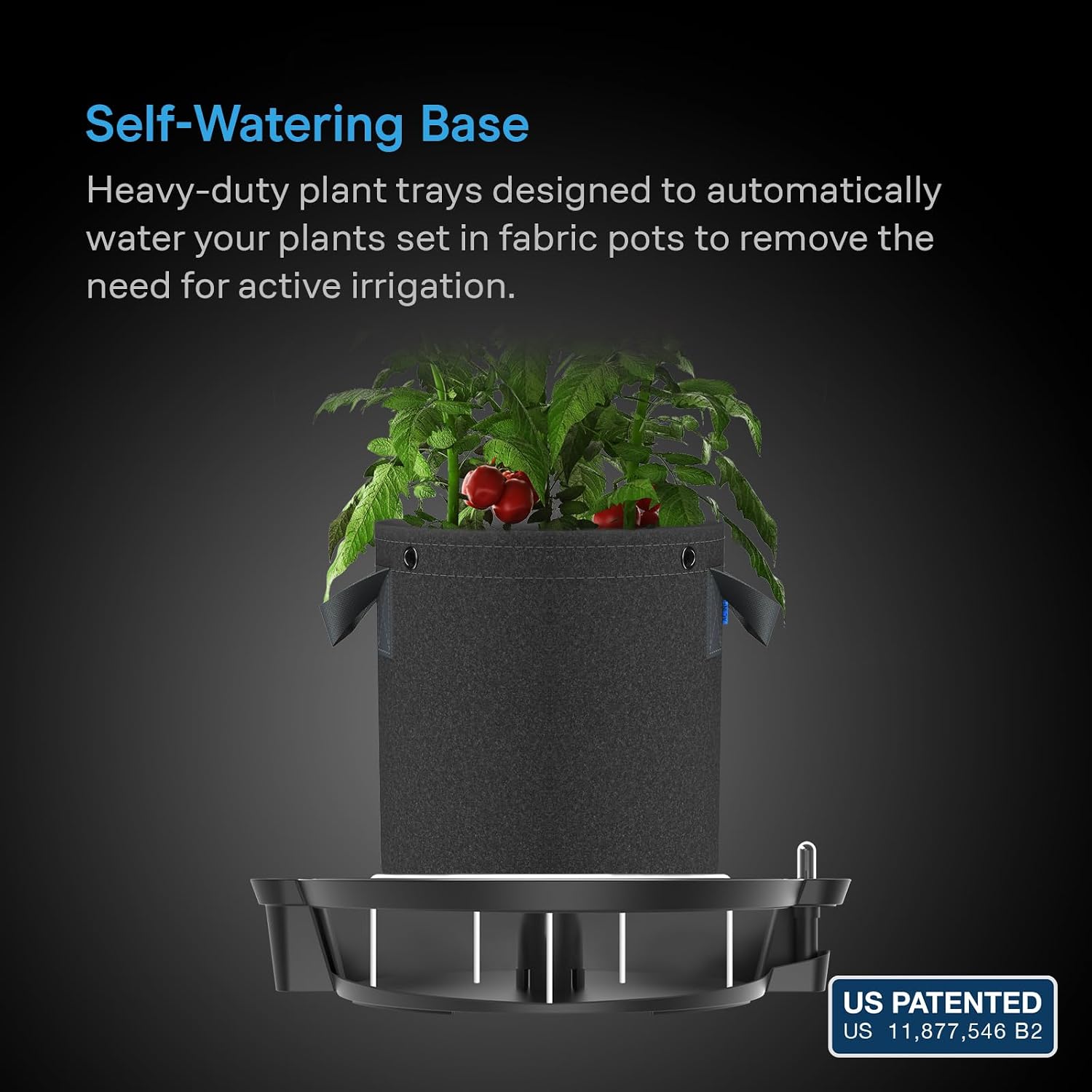 AC Infinity Self-Watering Fabric Pot Base, 4-Pack Auto-Irrigation Water | Water Delivery System with Reservoir Meter