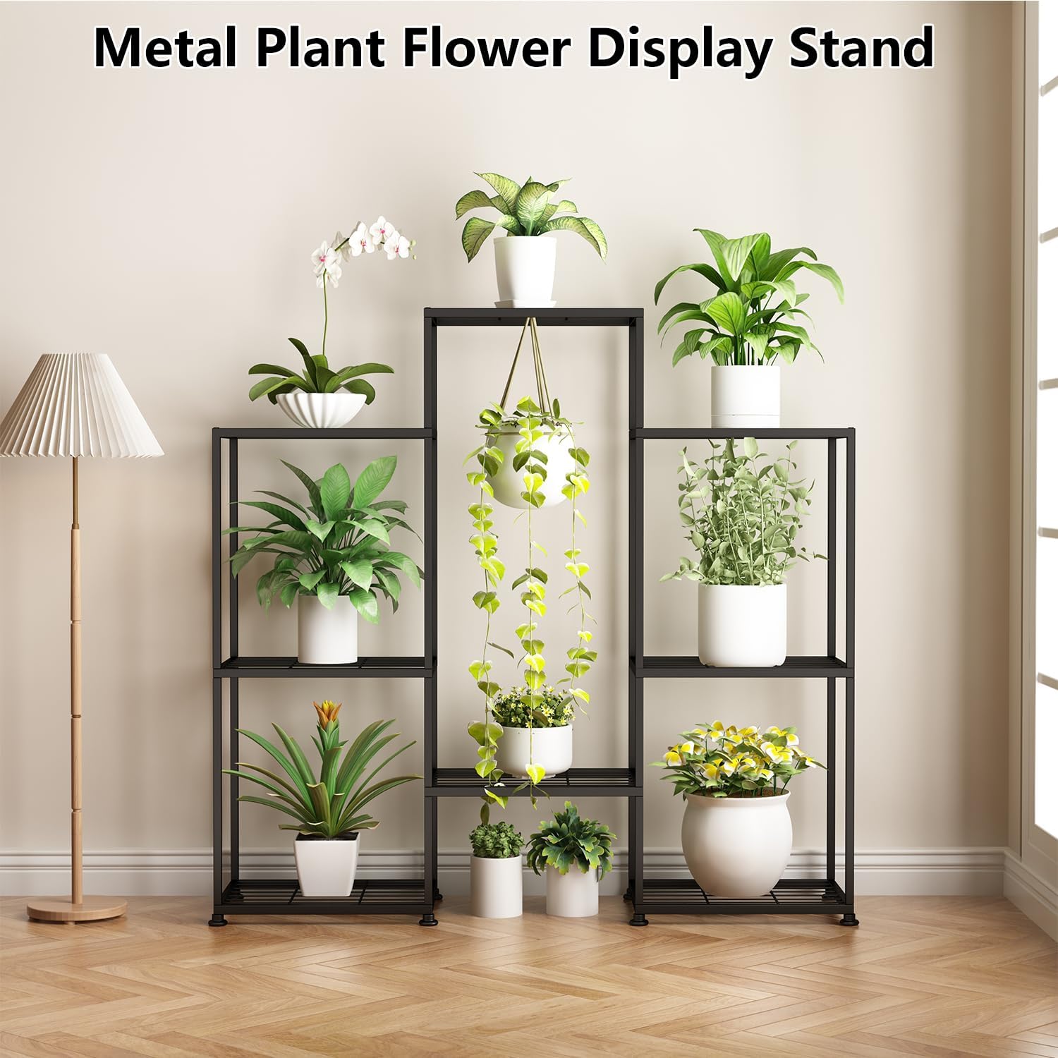 Metal Plant Stand Indoor Metal Plant Stands Outdoor Tiered Plant Shelf for Multiple Plants, 4 Tiers 8 Potted Plant Rack