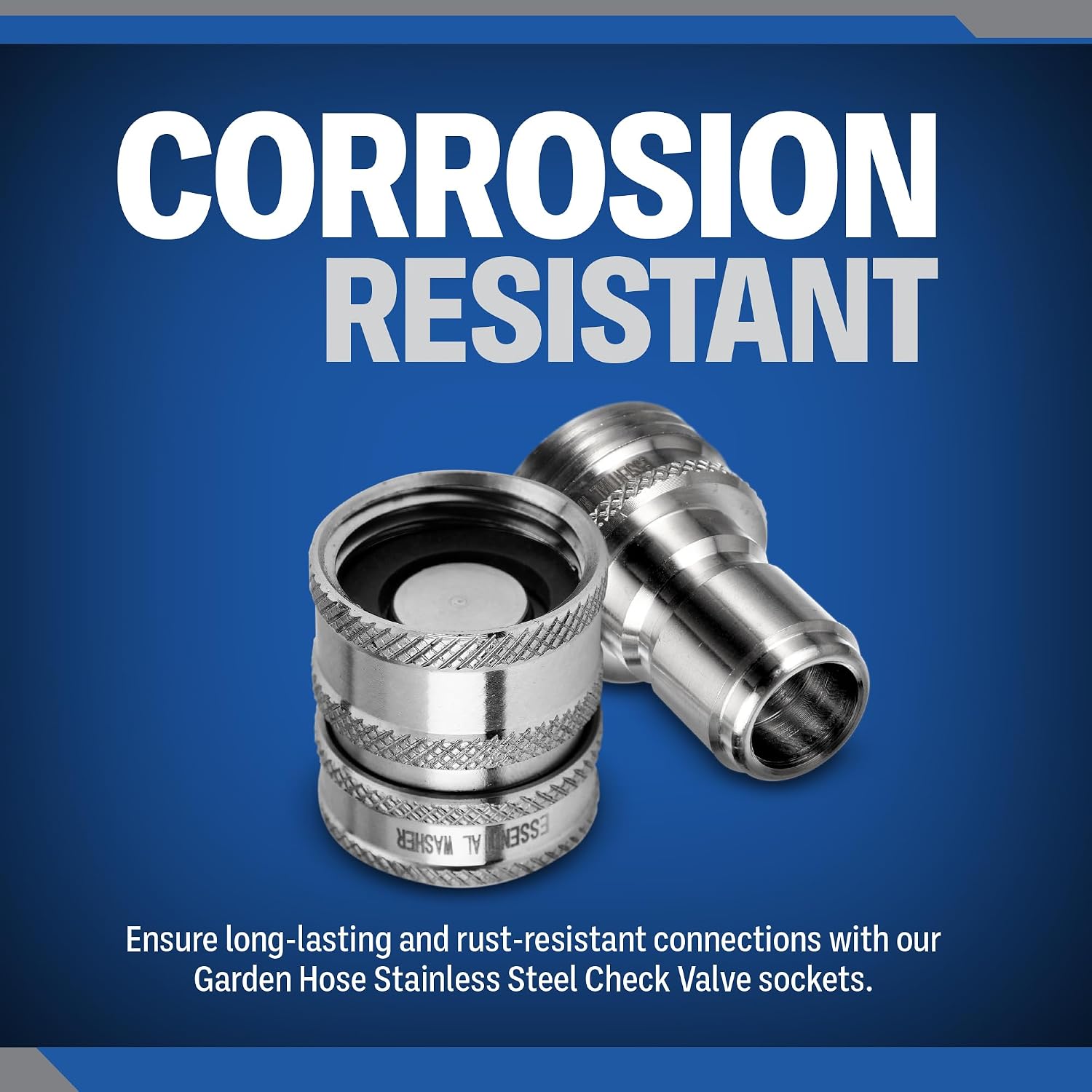 3/4 Stainless Steel Garden Hose Check Valve | 2 Pack With 2 Quick Connect Plug Set