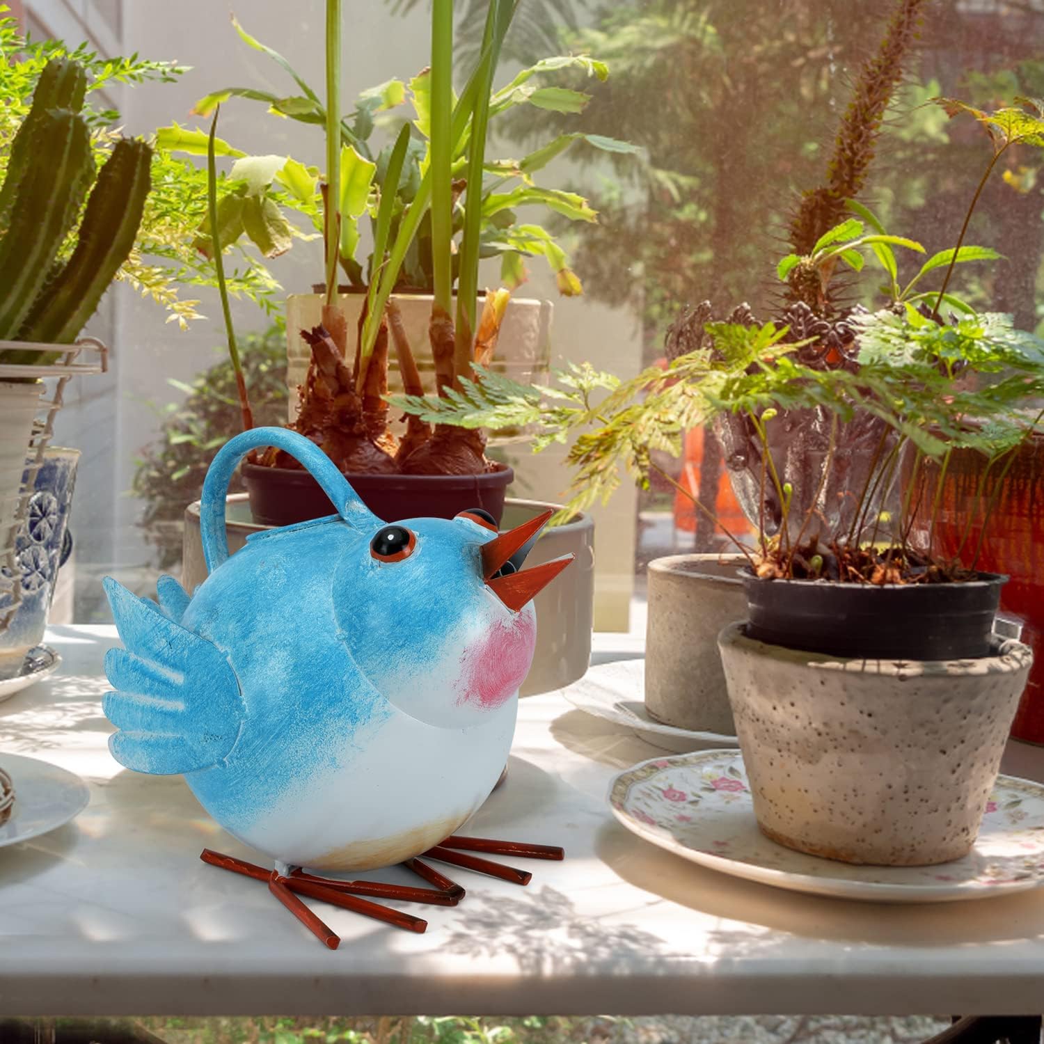 Metal Cute Bird Watering Can for Indoor/Outdoor Plants,Garden Functional Small Watering Can Decor, Decorative Watering