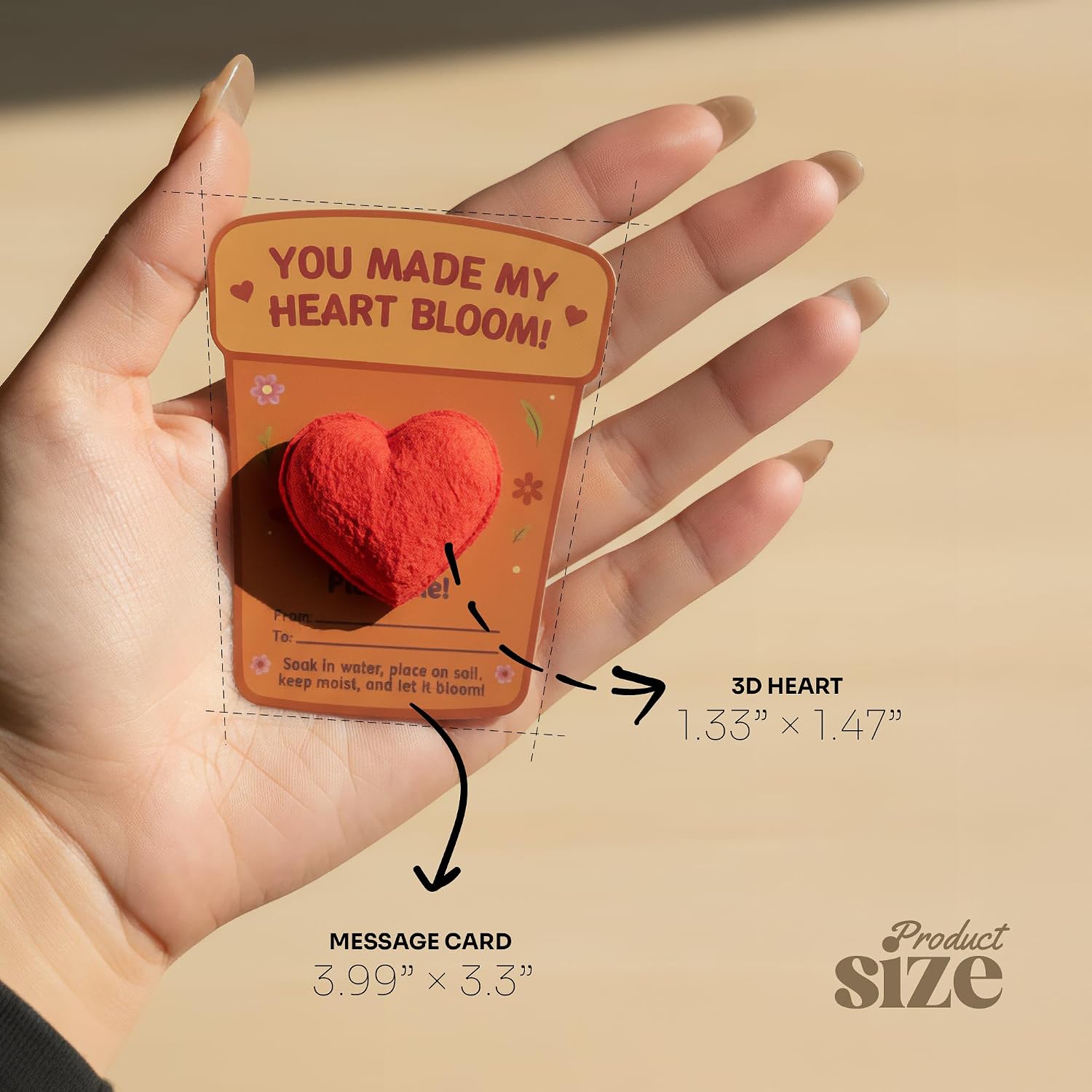 24-Count Plantable 3D Heart Wildflower Seed Bomb Favors | Includes cards and double-sided tape; ideal for birthdays