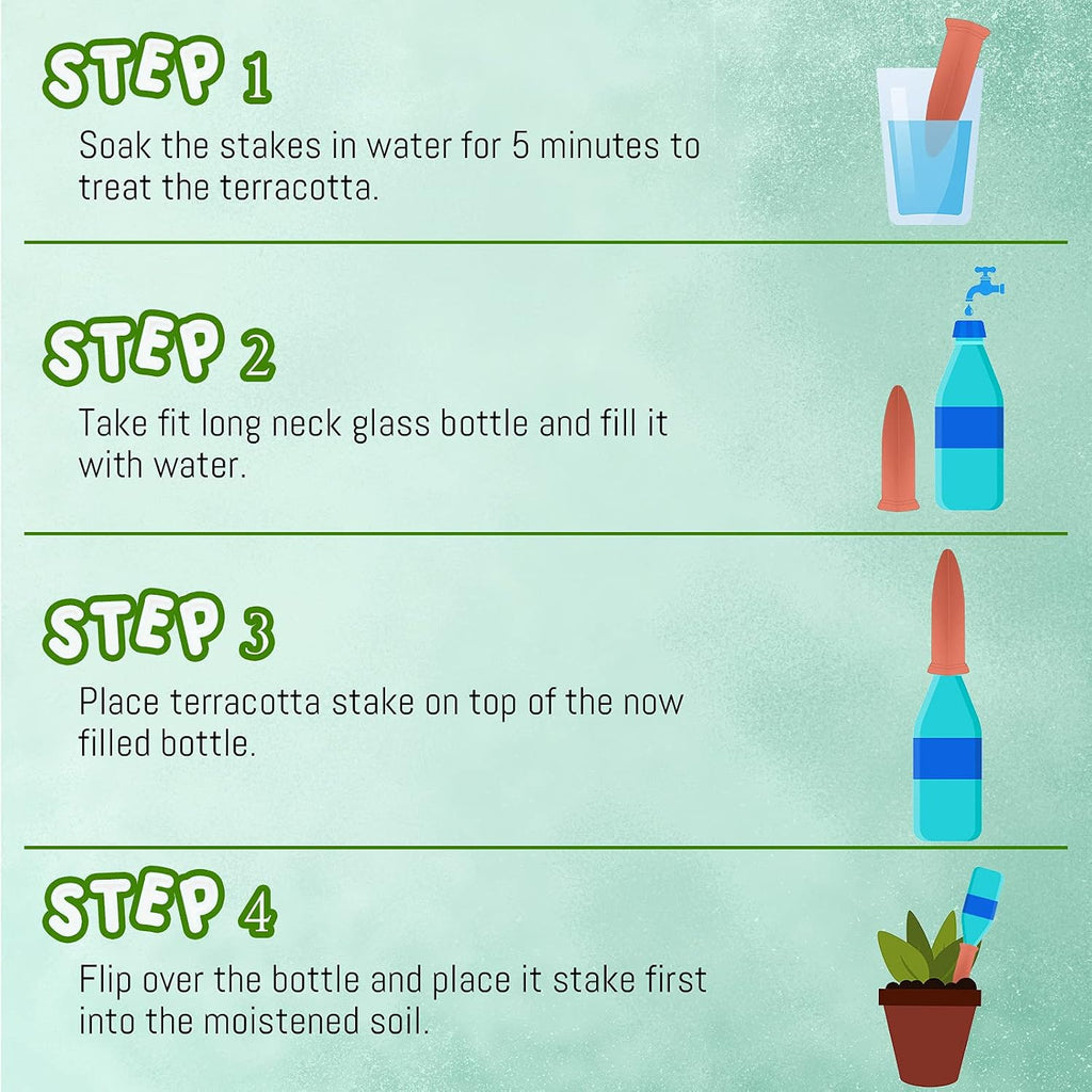 Jovitec 10 Pieces Terracotta Plant Watering Stakes Self Watering Spikes Automatic Plant Waterers Devices for Indoor