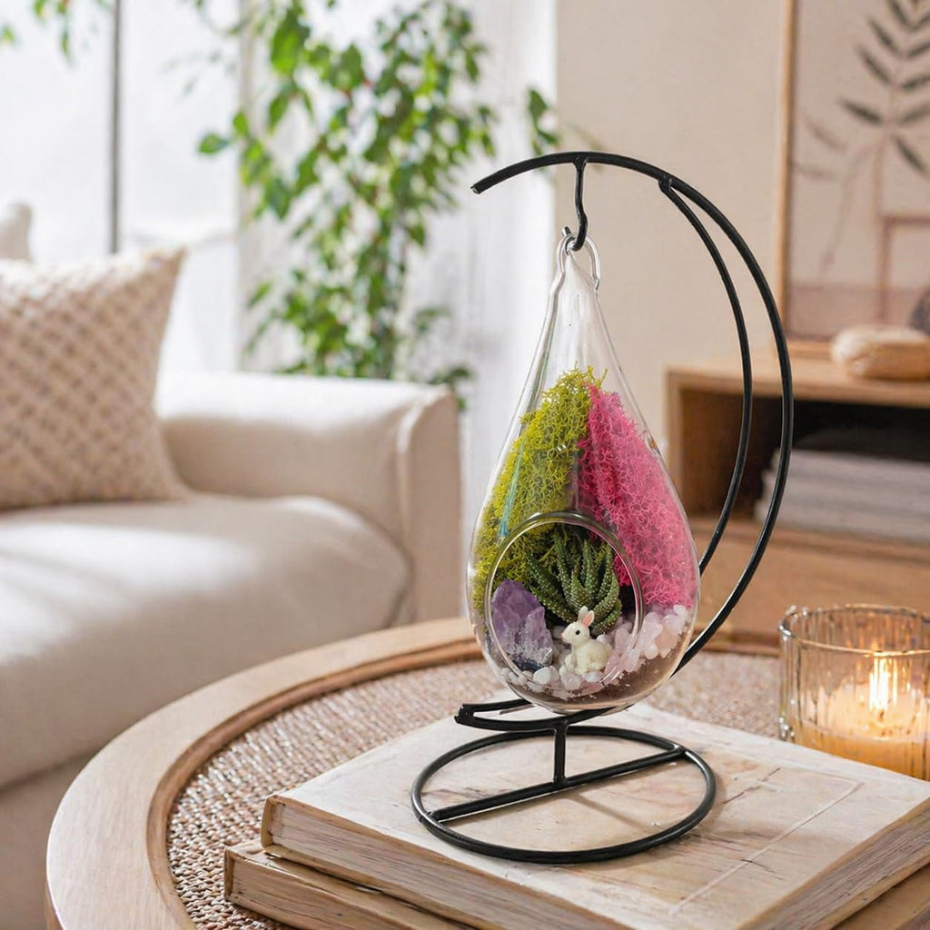 Creations by Nathalie 7" Teardrop Glass Terrarium Kit DIY Succulent Décor