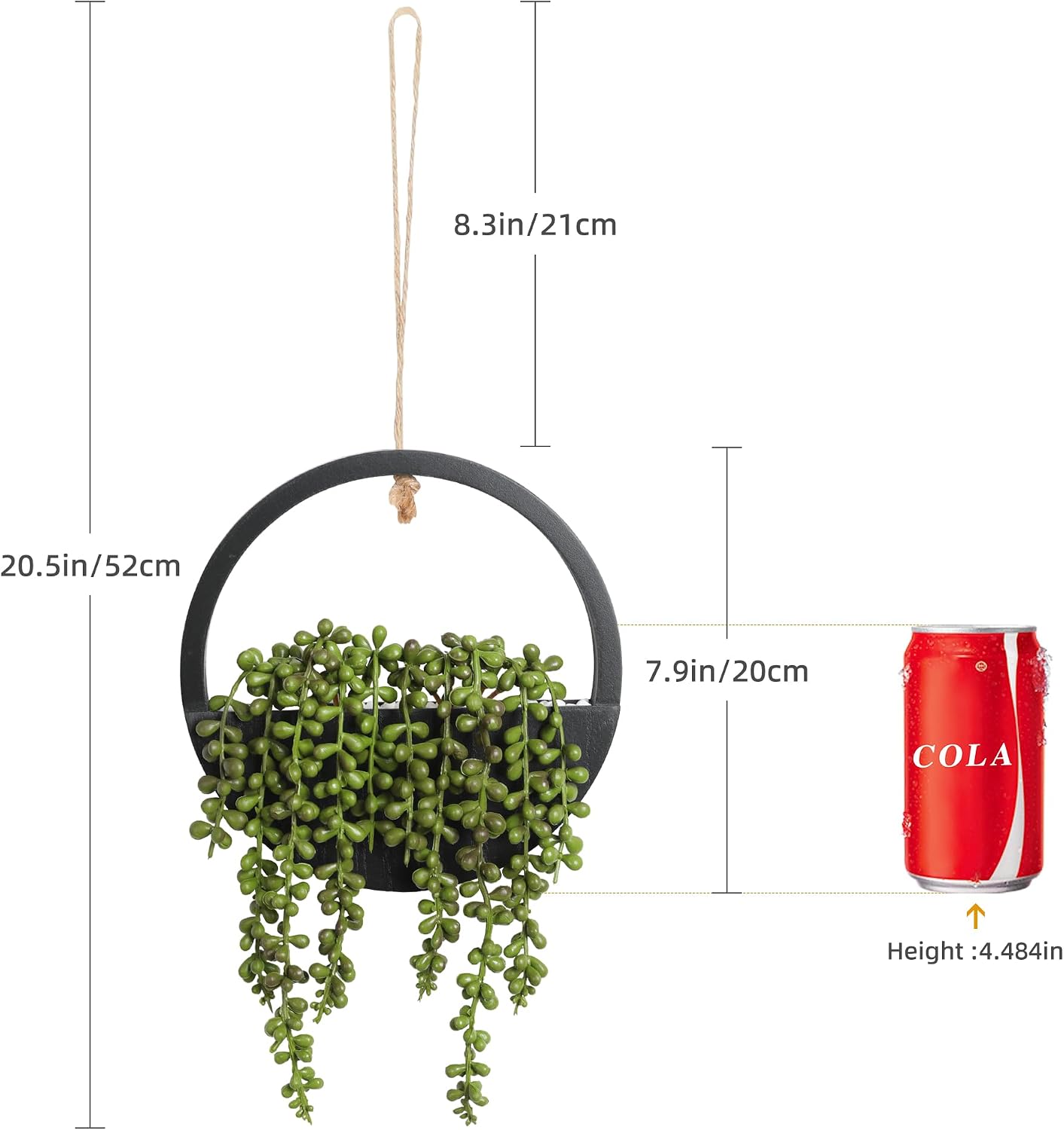 2pcs Artificial Succulents Hanging Plants 12.2'' Fake String of Pearls in Pot with 8.3'' Lanyard for Indoor Outdoor