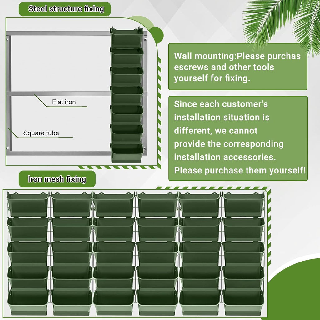 Briwooody 30 Set 60 Pocket Vertical Stackable Wall Planters Kit Outdoor Self Watering Plastic Planter Grow Hang Mount