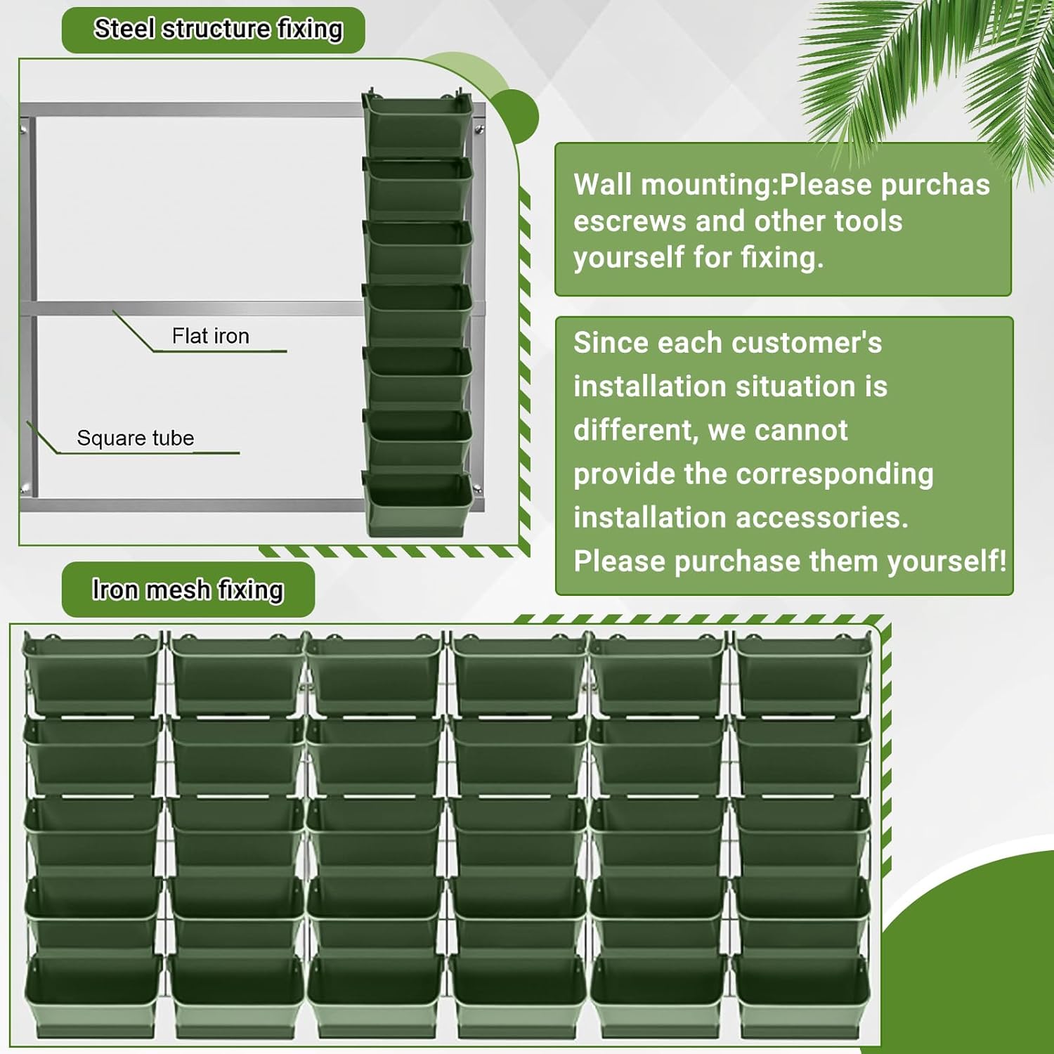 Briwooody 1 Set 2 Pocket Vertical Stackable Wall Planters Kit Outdoor Self Watering Plastic Planter Grow Hang Mount