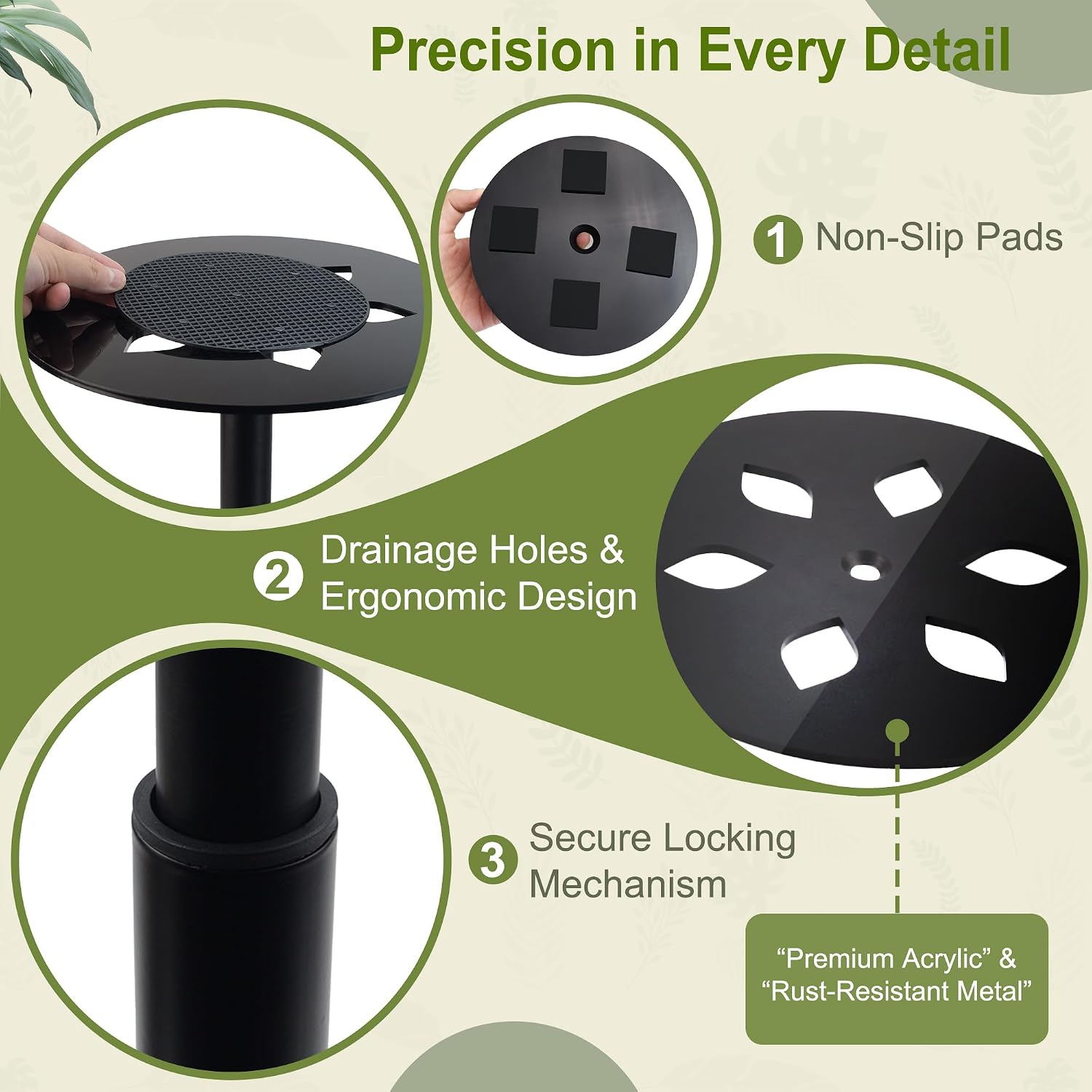 Adjustable Plant Risers for Inside Pots, 10-17 Inch Lift Height | Round Planter Insert for Tall Pots, 1 Stand, 8" & 10"