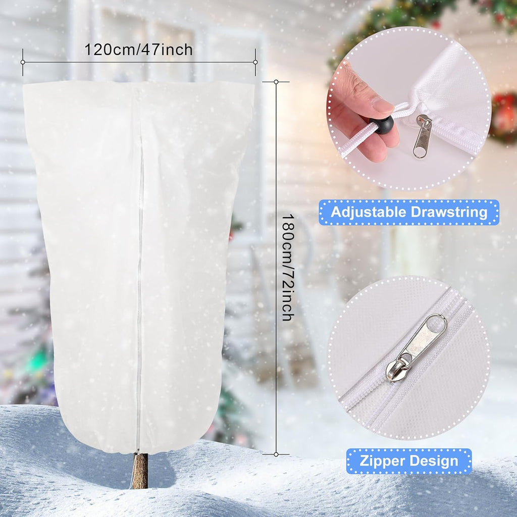 2 Pcs Winter Plant Covers Freeze Protection, Frost Cloth Blankets, 3 oz/yd² Frost Covers with Zipper Drawstring, Frost