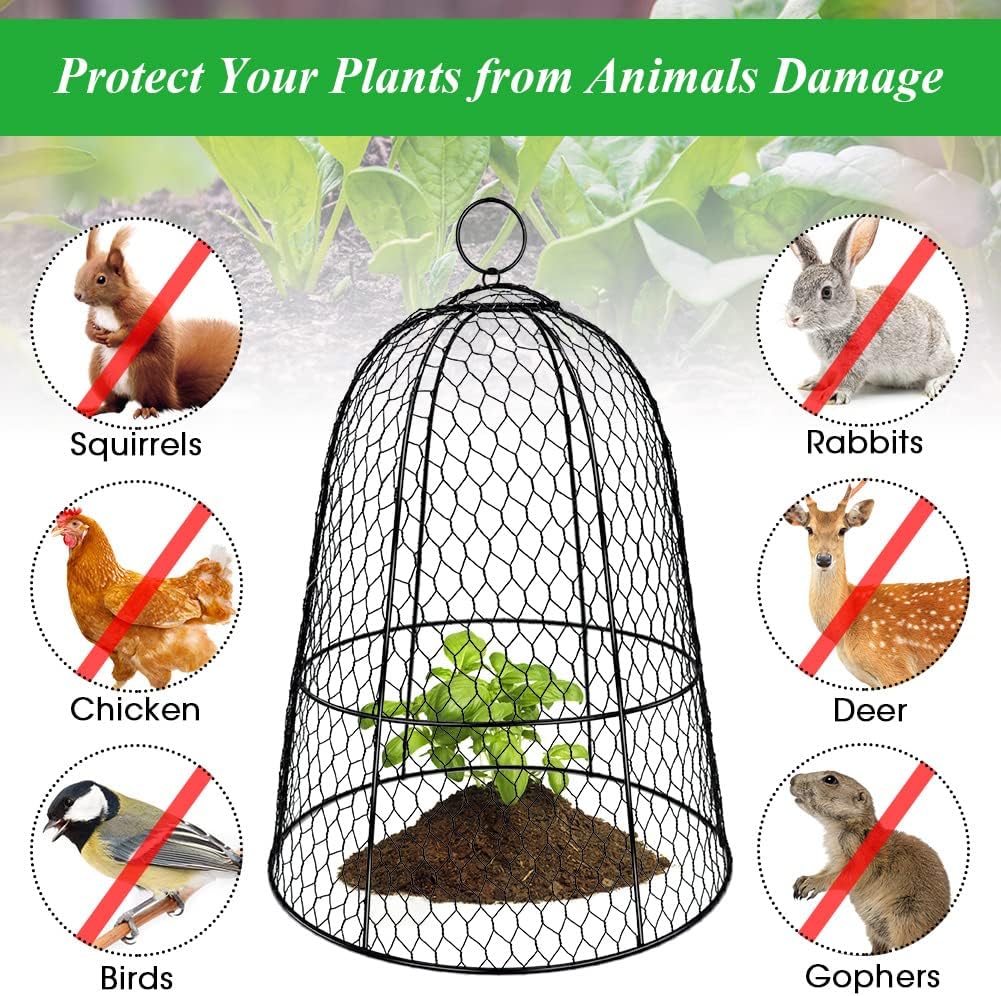 6 Pack Garden Chicken Wire Cloche,19" x 14" Large Plant Protector Cover for Keeping Squirrels,Rabbits,Bunny Chickens