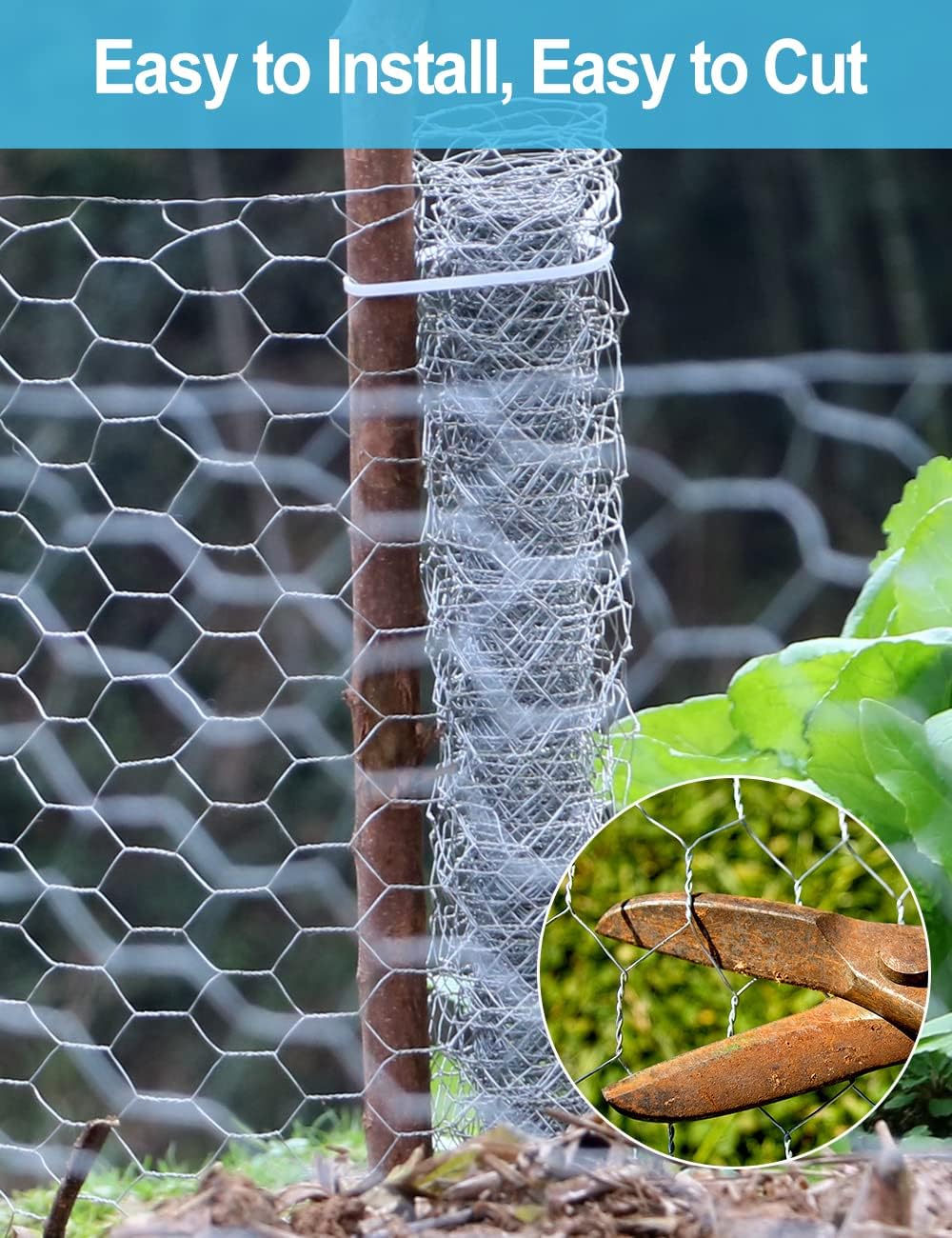 16in x 82ft Chicken Wire, TOYPOPOR 40cm x 25m Poultry Wire Netting Hexagonal Galvanized Mesh Garden Fence Barrier for