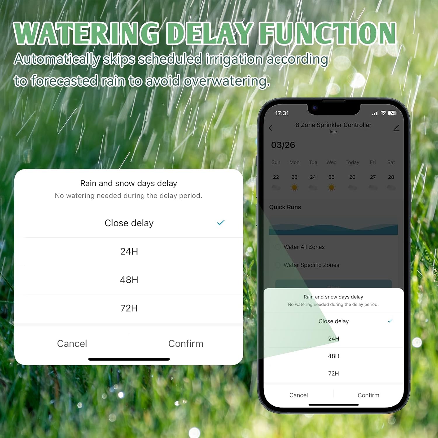WiFi Smart Sprinkler Controller, 8 Zone | Irrigation Controller with APP Control, Local Weather Intelligence, Rain