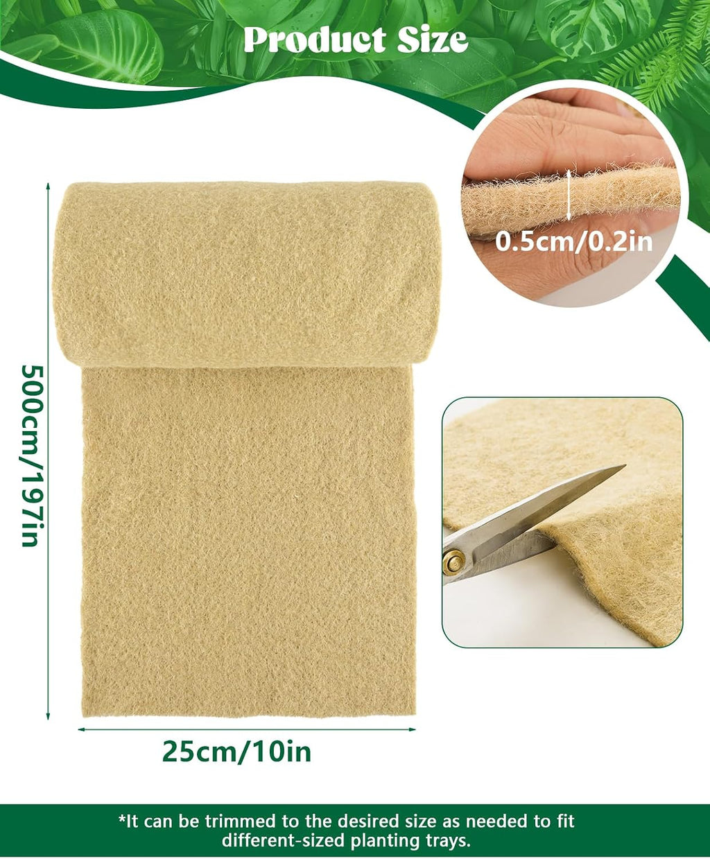 10"x197" Jute Microgreens Growing Mat, Hydroponic Sprout Pads for Wheatgrass Seed Trays