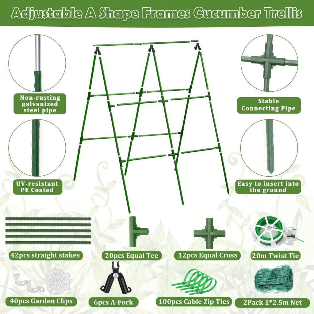 2 Packs Cucumber Trellis for Raised Beds, 31 X 47 Inch Adjustable Size A-Frame Garden Trellis for Climbing Plant