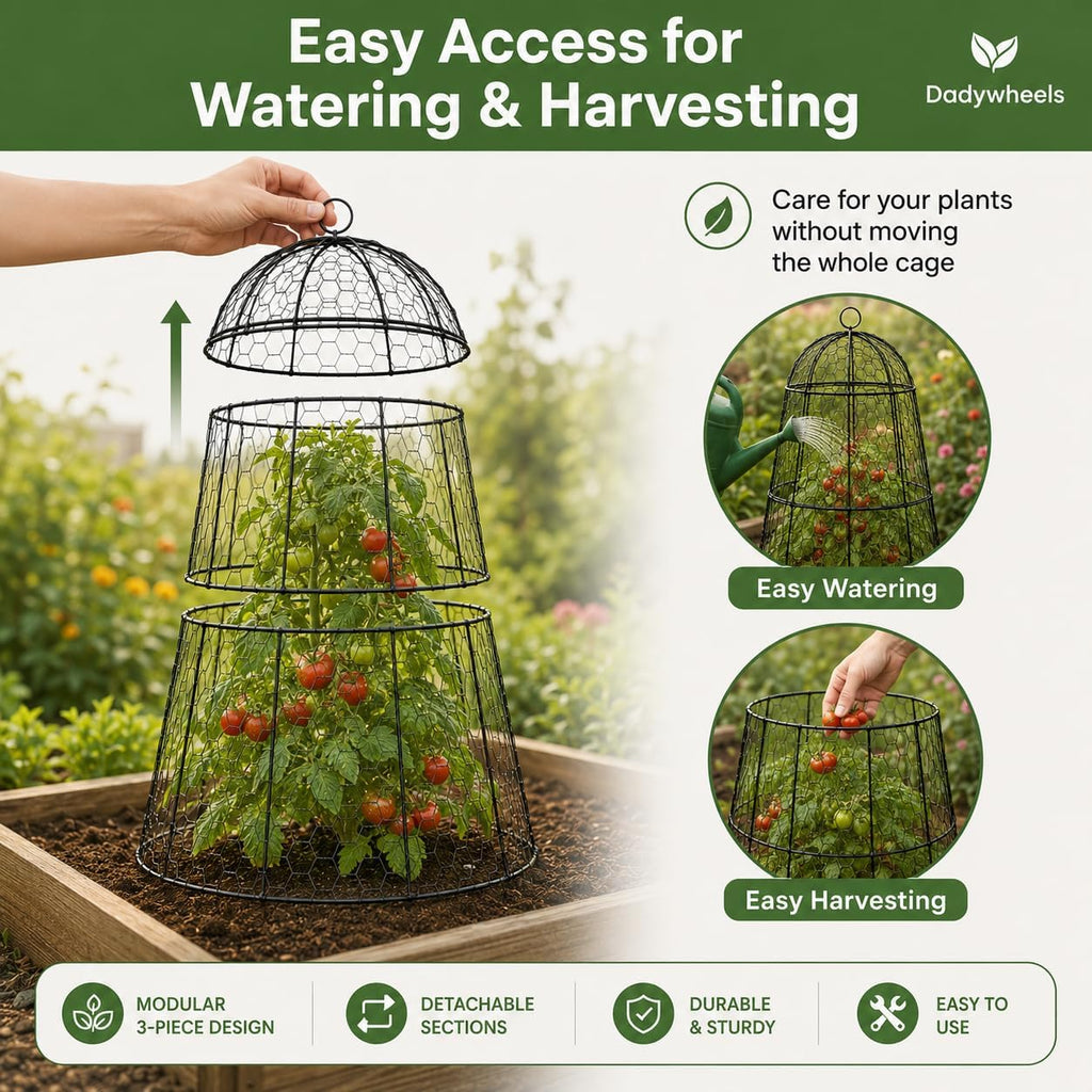 Easy-Snap Open Design Chicken Wire Cloche (6-Pack) - Adjustable Garden Plant Protectors from Birds & Animals for Large