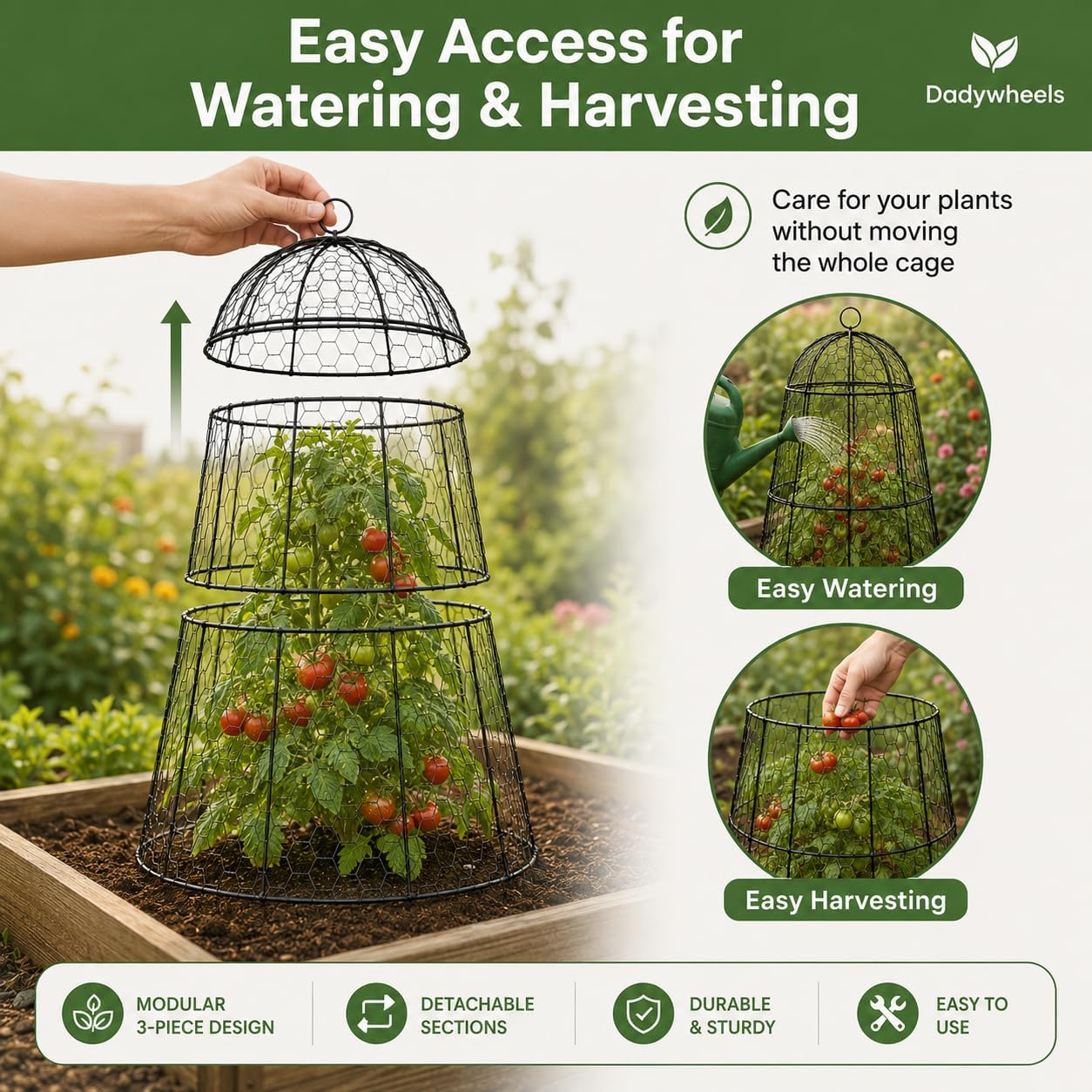 Easy-Snap Open Design Chicken Wire Cloche (6-Pack) - Adjustable Garden Plant Protectors from Birds & Animals for Large