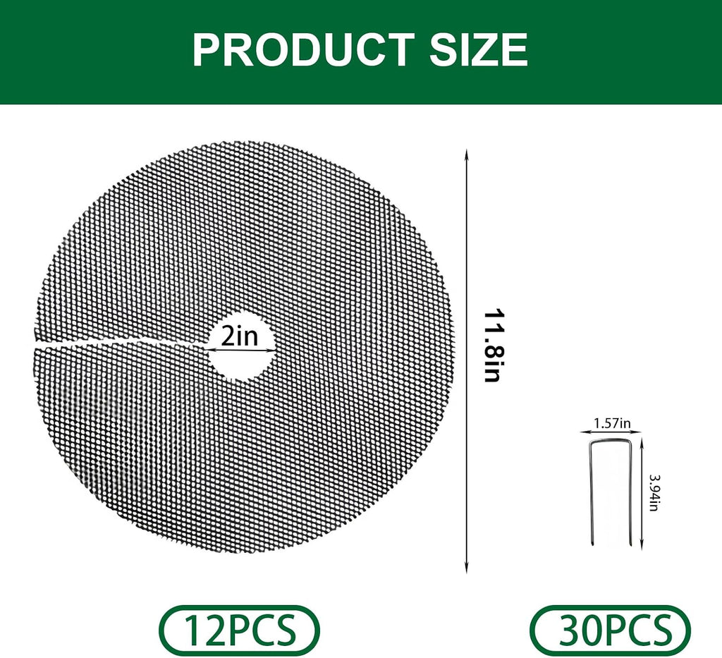 12Pcs Plant Pot Grids, 11.8 Inch Cuttable Plant Pot Soil Covers Protectors with 30 Metal Nails, Protector from Cats