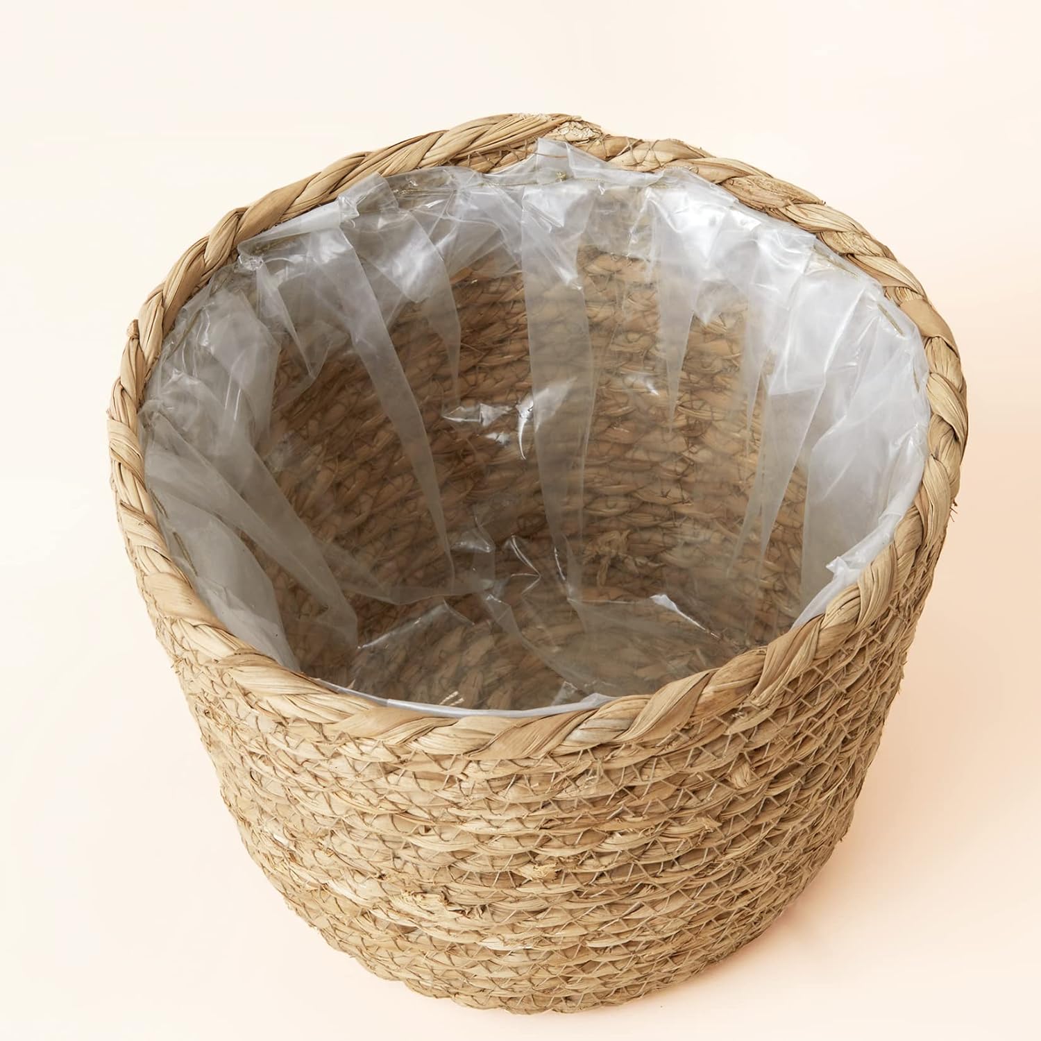 LA JOLIE MUSE Seagrass Basket Planters for Indoor Plants, Flower Pot 3 Pack | 10.2+8.7+6.7 Inch, Handwoven Natural