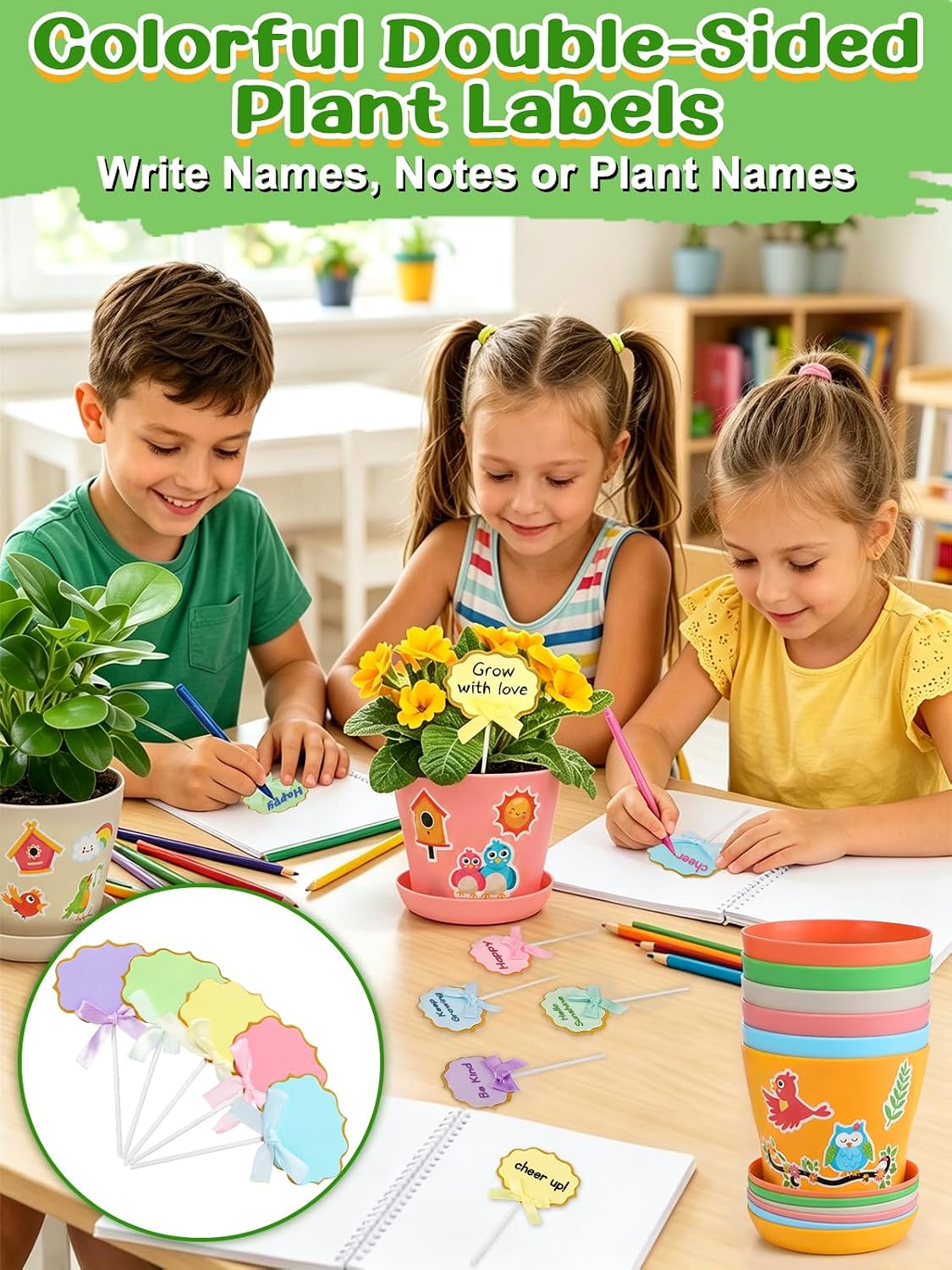 Cosweet 24Pack Durable Resin Garden Plant Pots Kit for Kids Crafts 4+ Years | School Activities Growing Kit, with
