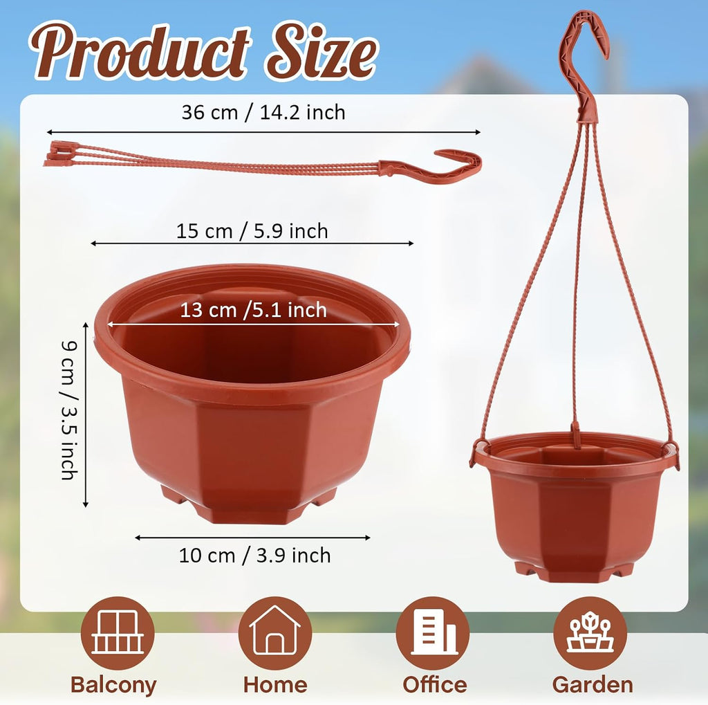 Roshtia 24 Pcs Hanging Plastic Planter Pot with Hook Flower Pots Baskets Hanging Nursery Planter Holder for Outdoor