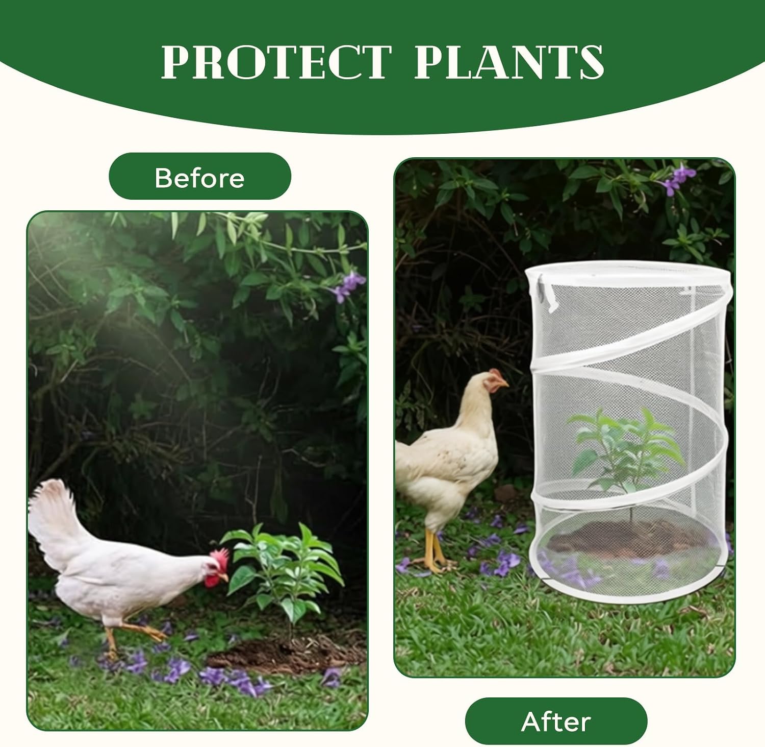 2-Pack Pop Up Plant Covers, Heavy Duty 18"x24" Mesh Plant Cover & Garden Cloche with Ground Stakes, Windproof Plant
