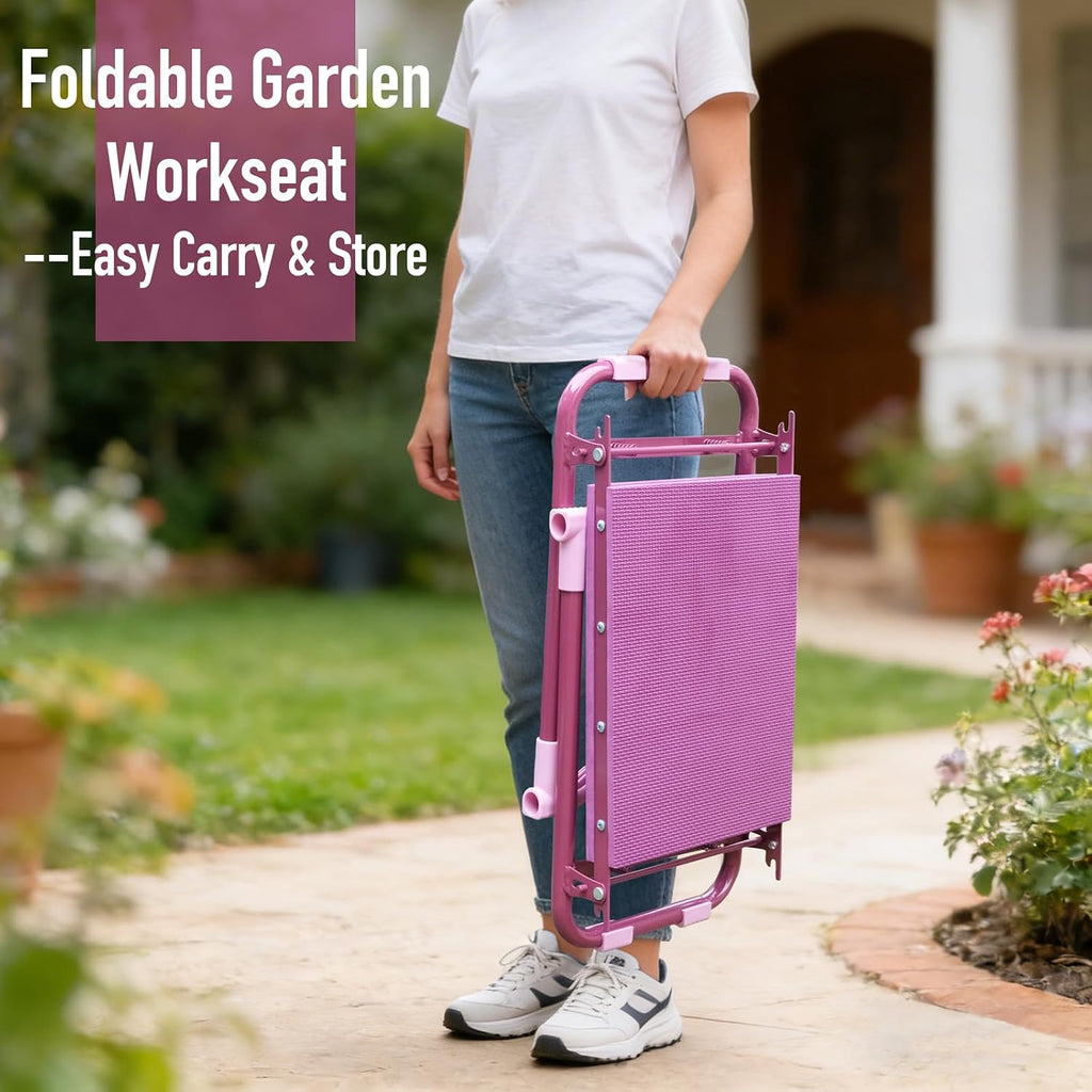 Folding Garden Stool and Kneeler, Heavy Duty Garden Kneeler and Seat, Kneeling Device for Gardening, Gardeners and