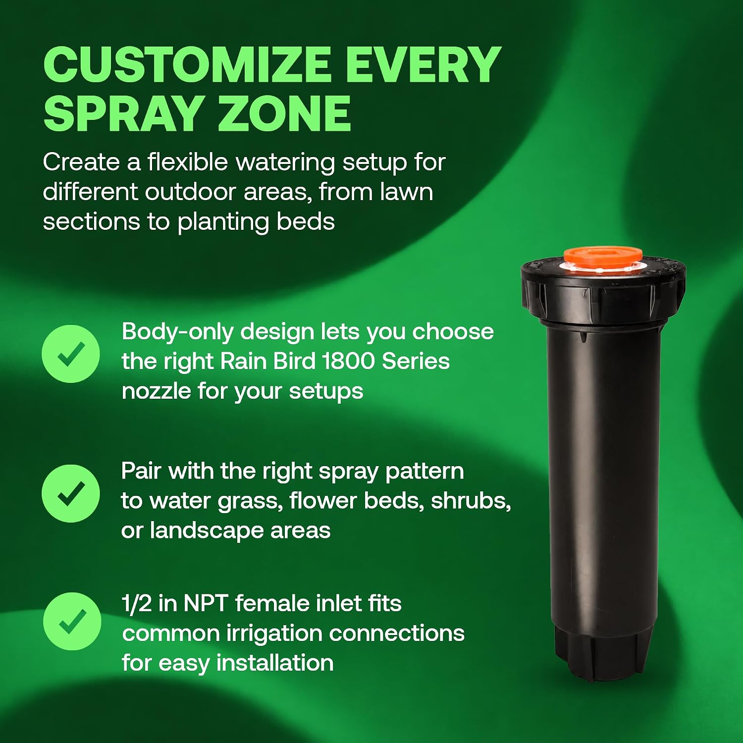 Rain Bird 1804LN 1800 Series Professional Pop-Up Sprinkler Body Only No Nozzle - 10Pack, 4 in Pop Up Irrigation