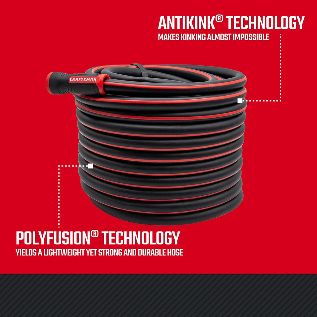 Craftsman Heavy Duty Professional Grade Black Garden Hose, 100 Feet x 5/8 Inch
