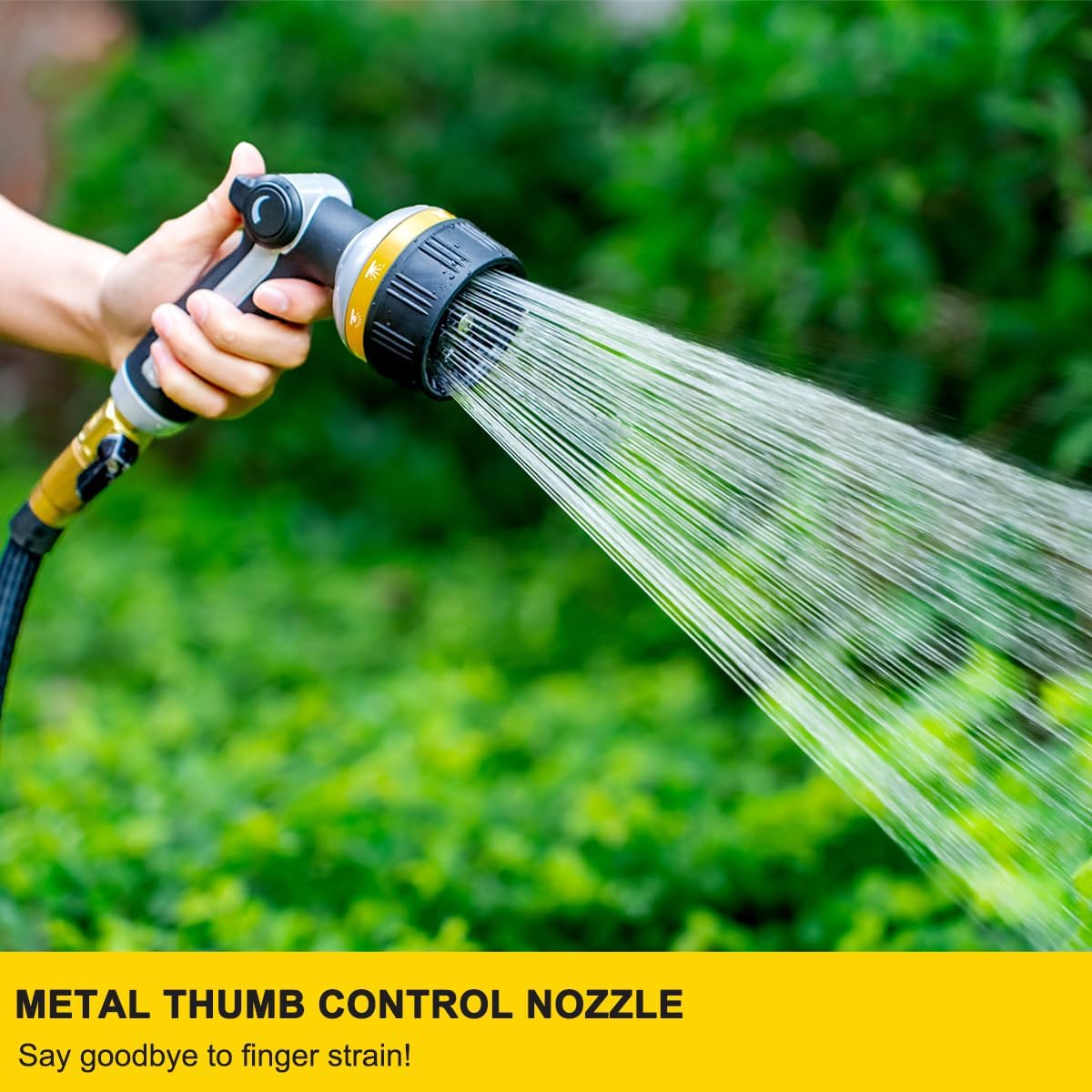 FANHAO Metal Thumb Control Garden Hose Nozzle Heavy Duty, 10 Spray Patterns | Rustproof Leak Proof, Comfortable