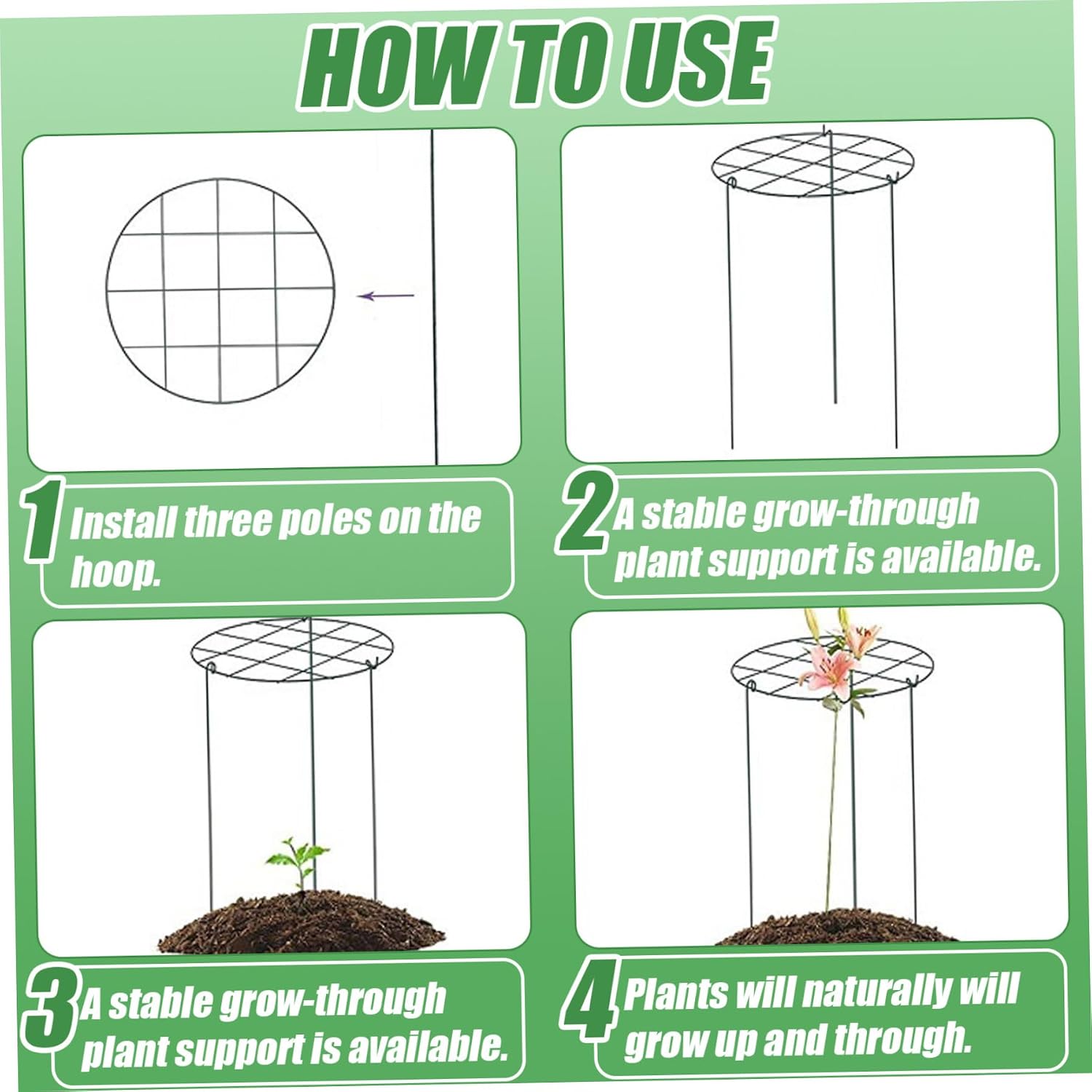 Peonies Support Cages, 6 Pack Peony Cages and Supports 30x40cm Plant Cages for Outdoor Plants Tomato Plant Support